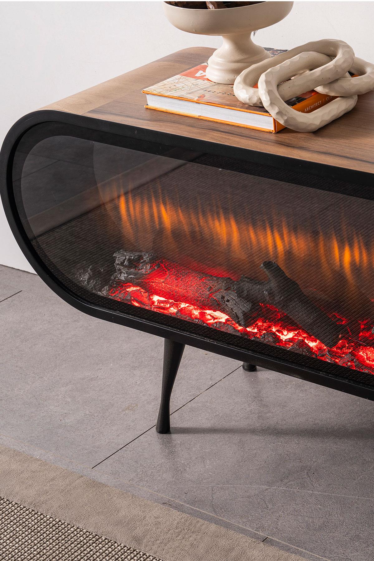 Duo V2 Şömineli Tv Ünitesi Ceviz