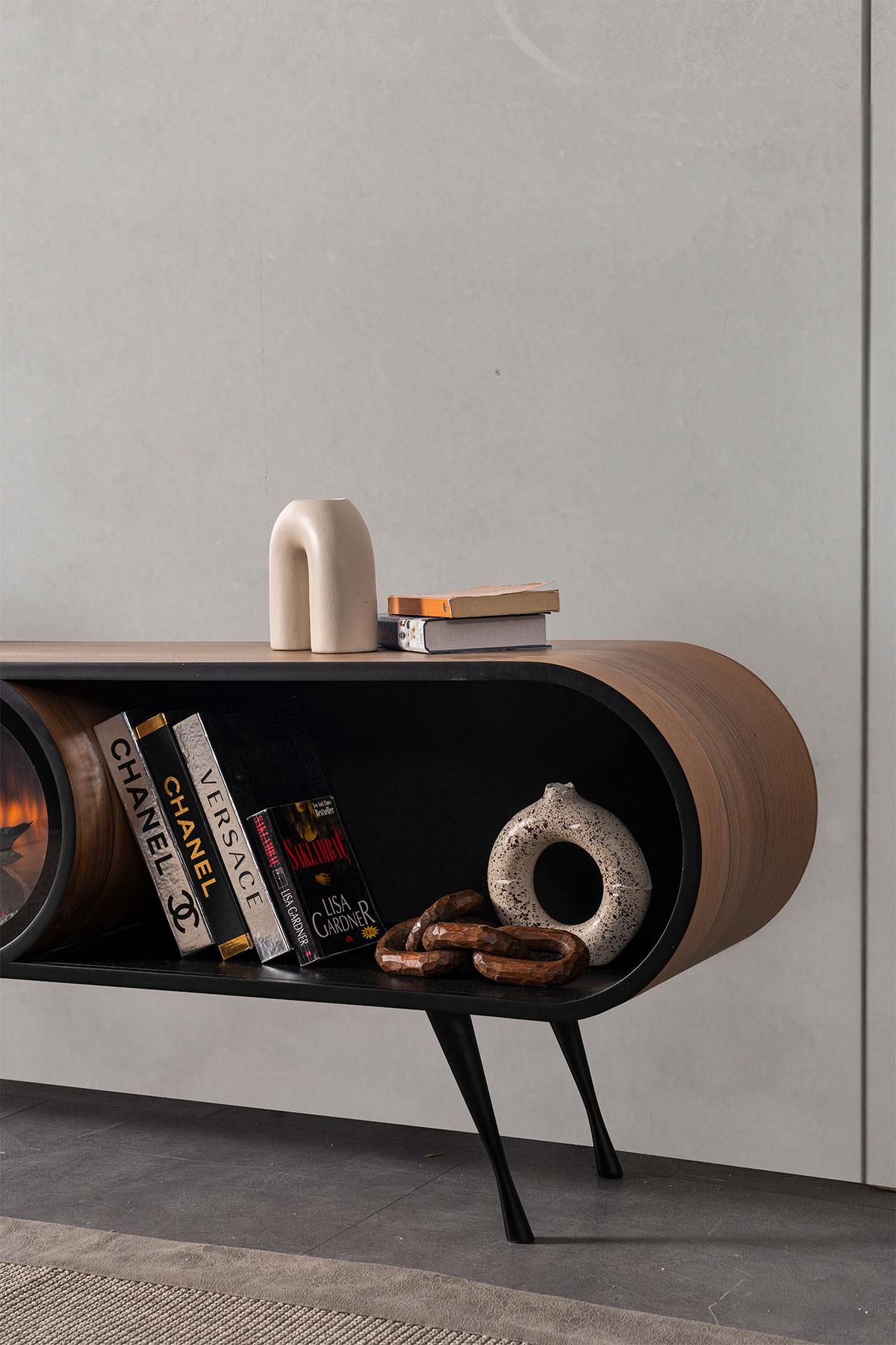 Duo V2 Şömineli Tv Ünitesi Ceviz