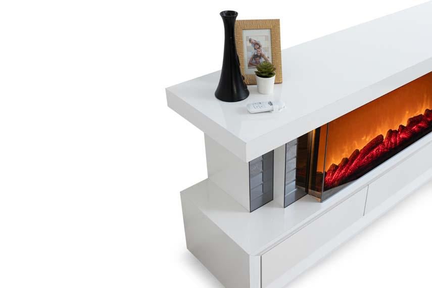 Efes Şömineli Mdf Lake Boyal Tv Ünitesi