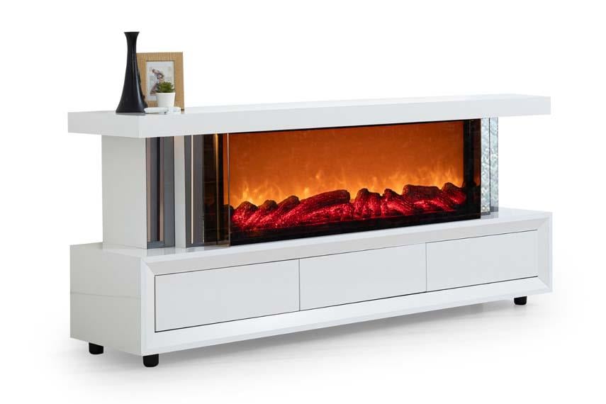 Efes Şömineli Mdf Lake Boyal Tv Ünitesi