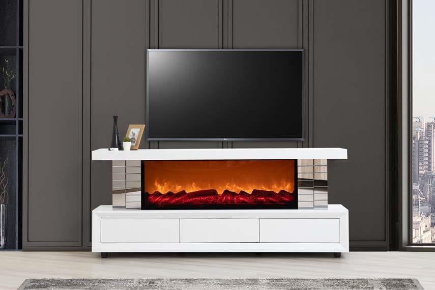 Efes Şömineli Mdf Lake Boyal Tv Ünitesi