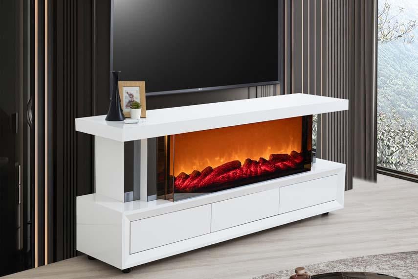 Efes Şömineli Mdf Lake Boyal Tv Ünitesi