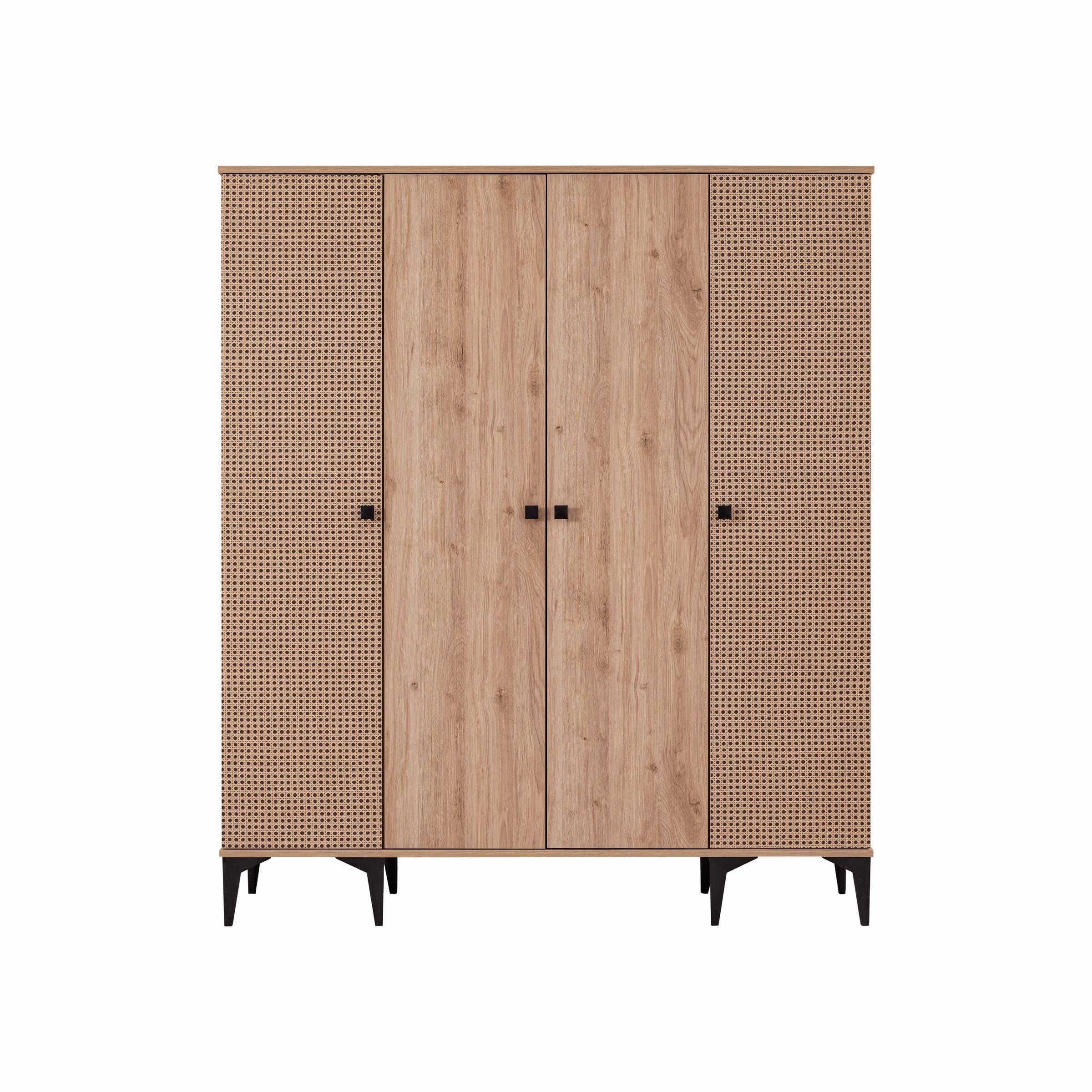 Rustik Genç Odası 4 Kapılı Dolap