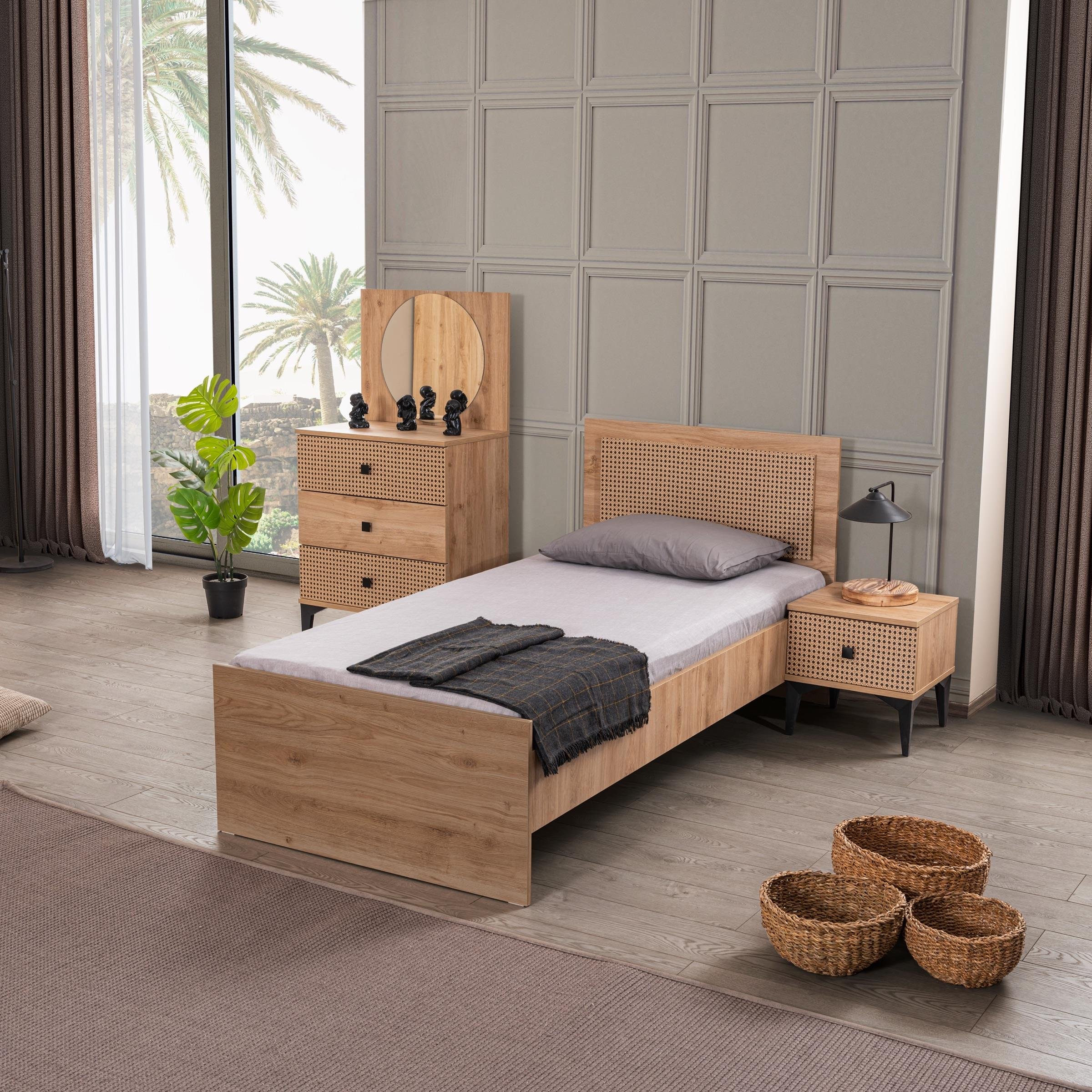 Rustik Genç Odası 4 Kapılı Dolap