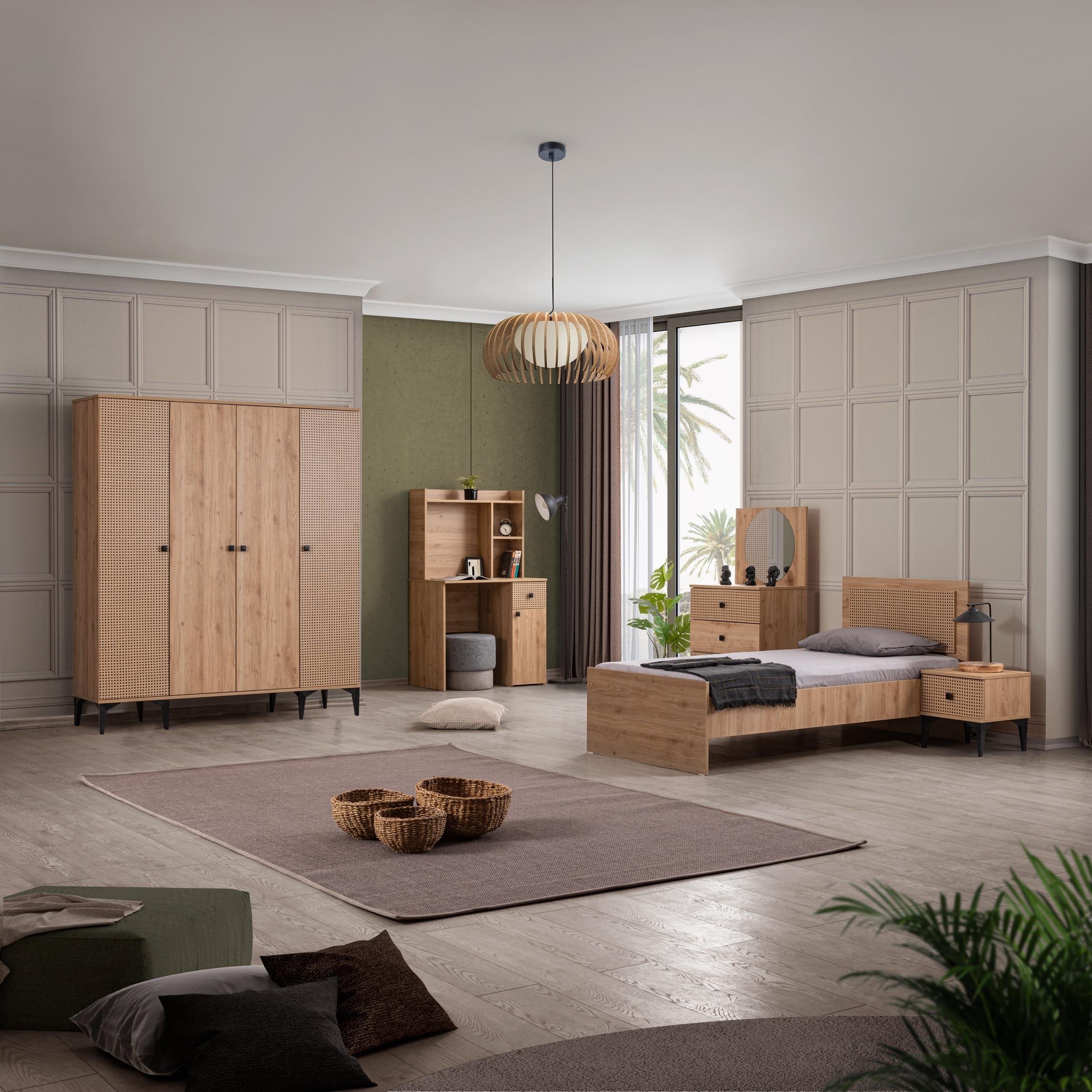 Rustik Genç Odası 4 Kapılı Dolap