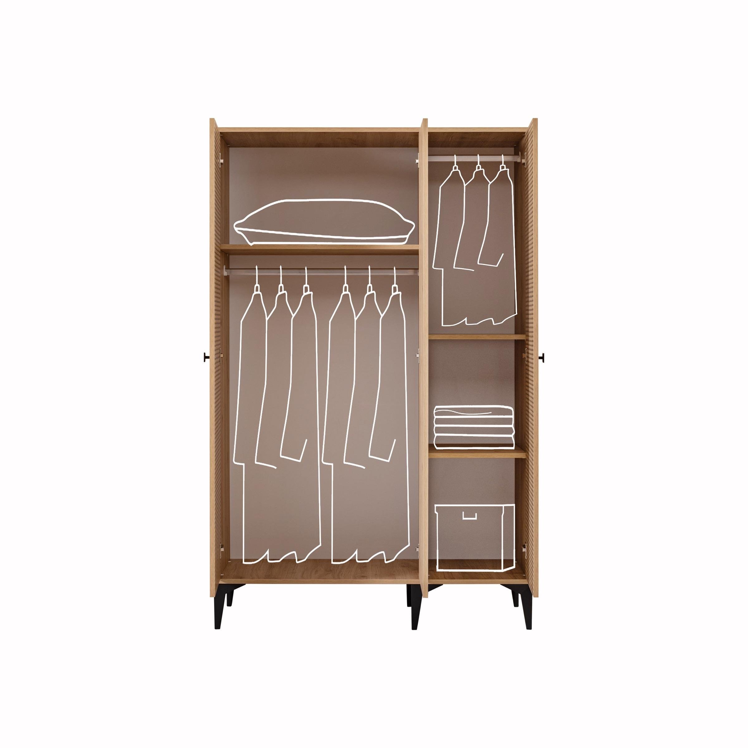 Rustik Ranzalı Genç Odası 3 Kapılı Dolap