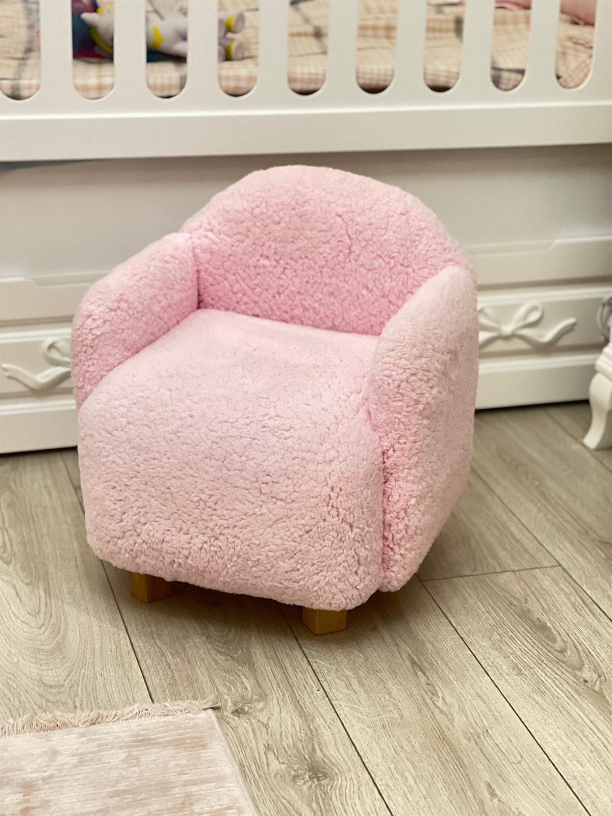 Teddy Ahşap Ayaklı Çocuk Koltuk Pembe