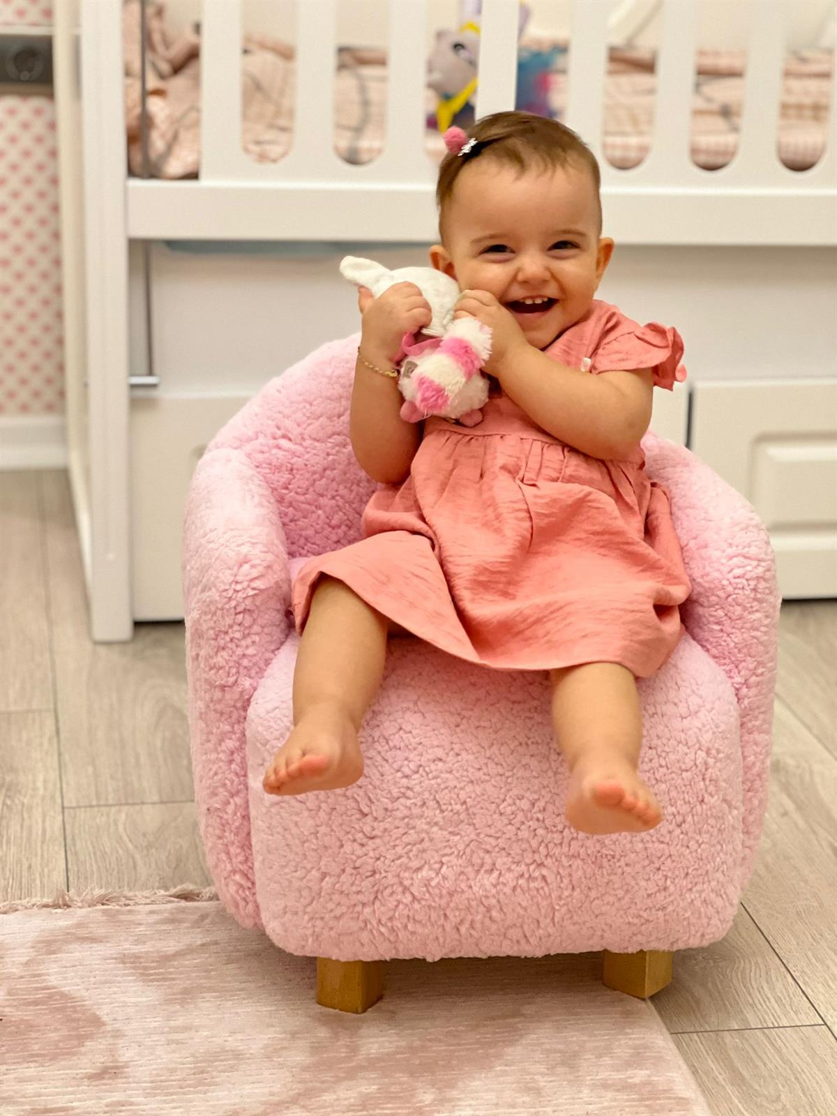 Teddy Ahşap Ayaklı Çocuk Koltuk Pembe