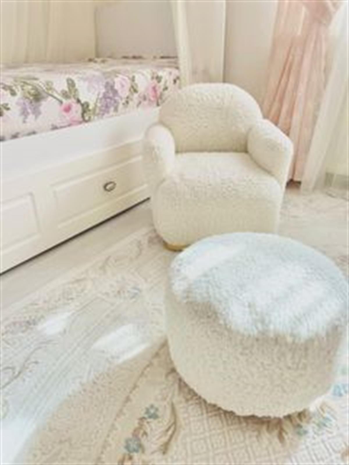 Teddy Gold Ayaklı Çocuk Koltuk ve Puf