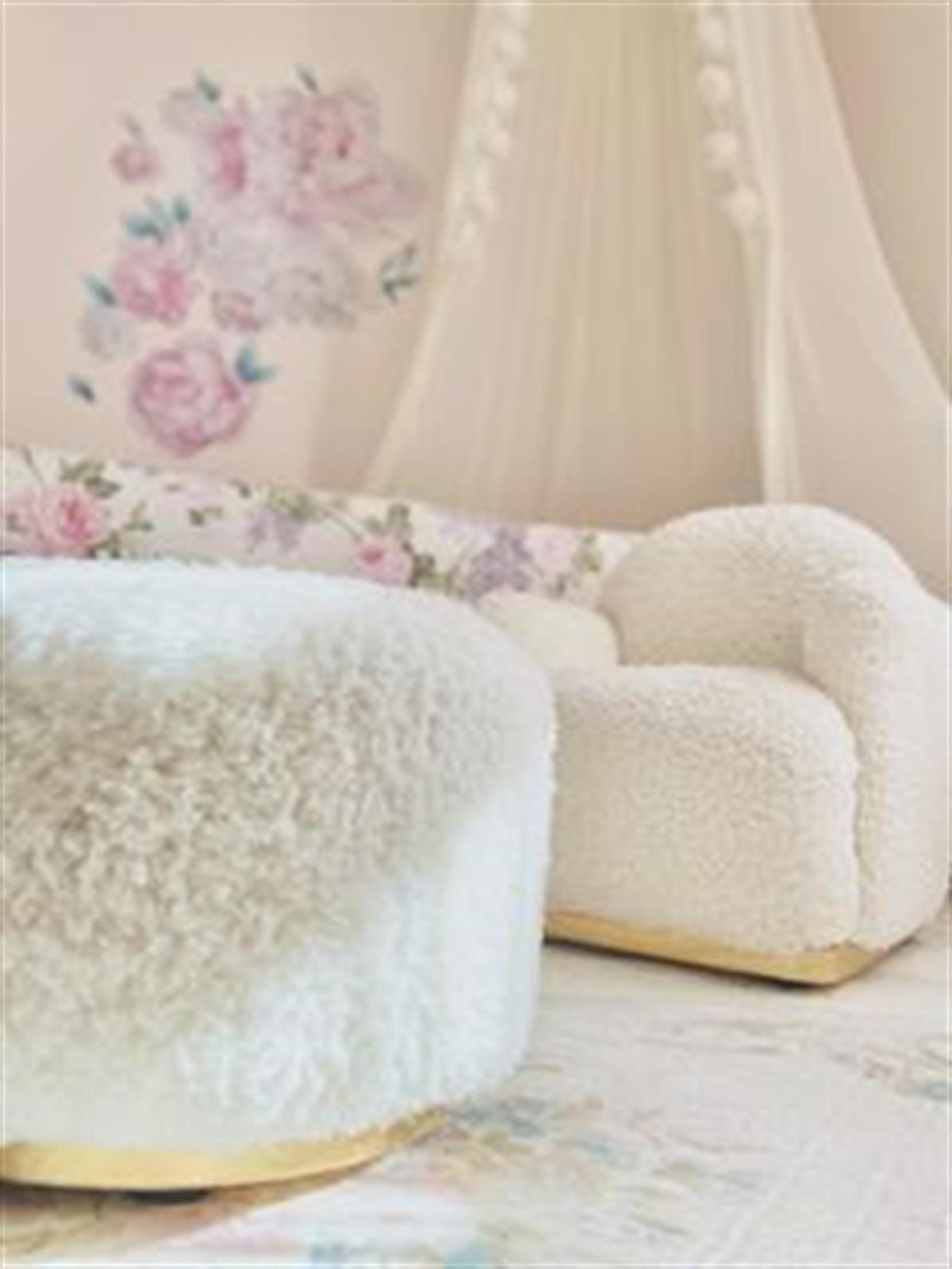 Teddy Gold Ayaklı Çocuk Koltuk ve Puf