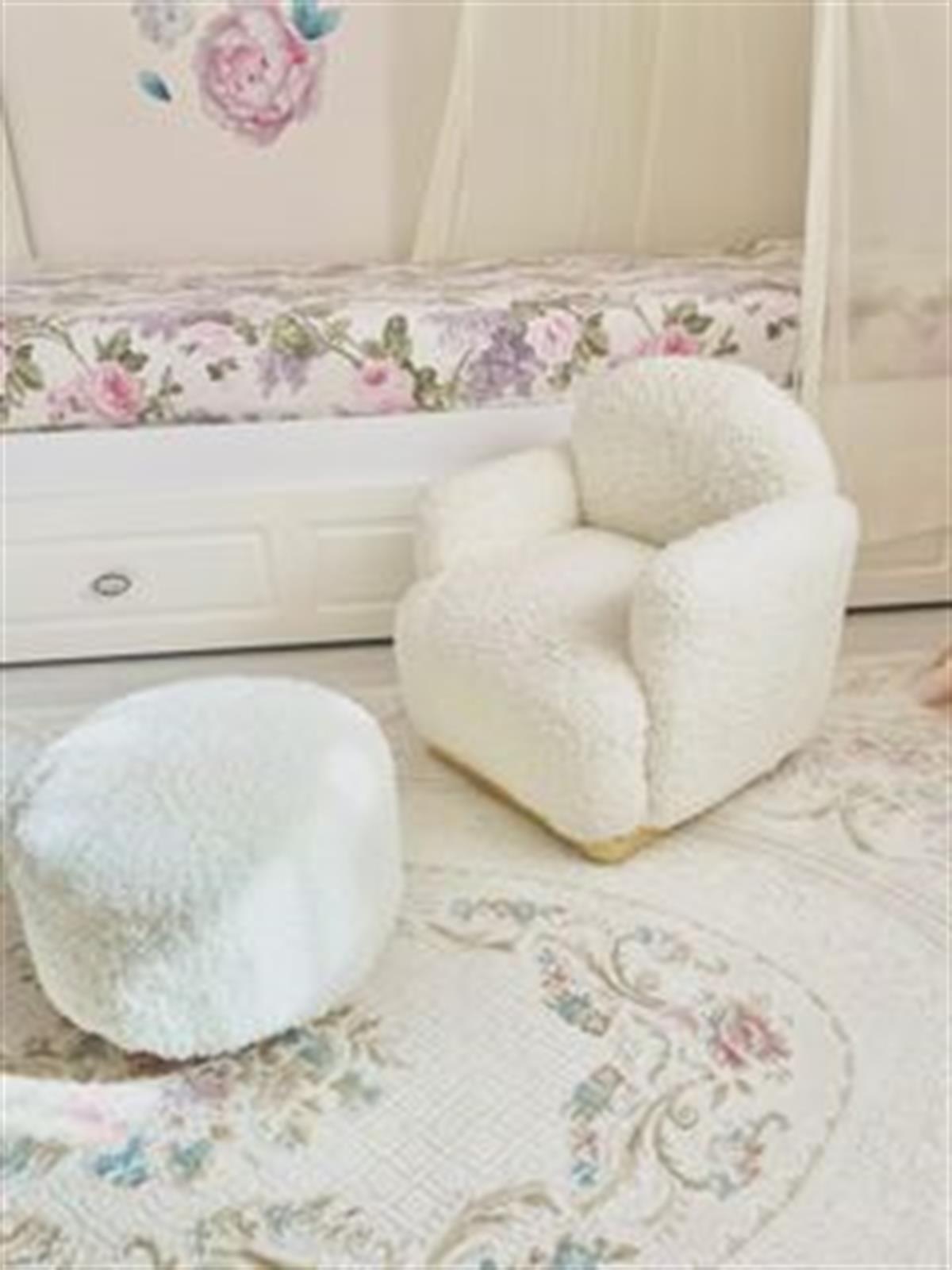 Teddy Gold Ayaklı Çocuk Koltuk ve Puf