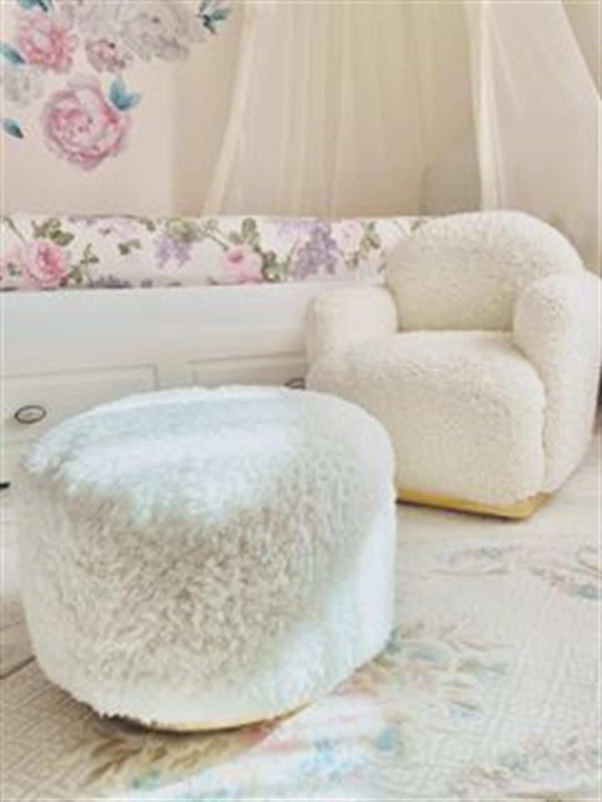 Teddy Gold Ayaklı Çocuk Koltuk ve Puf