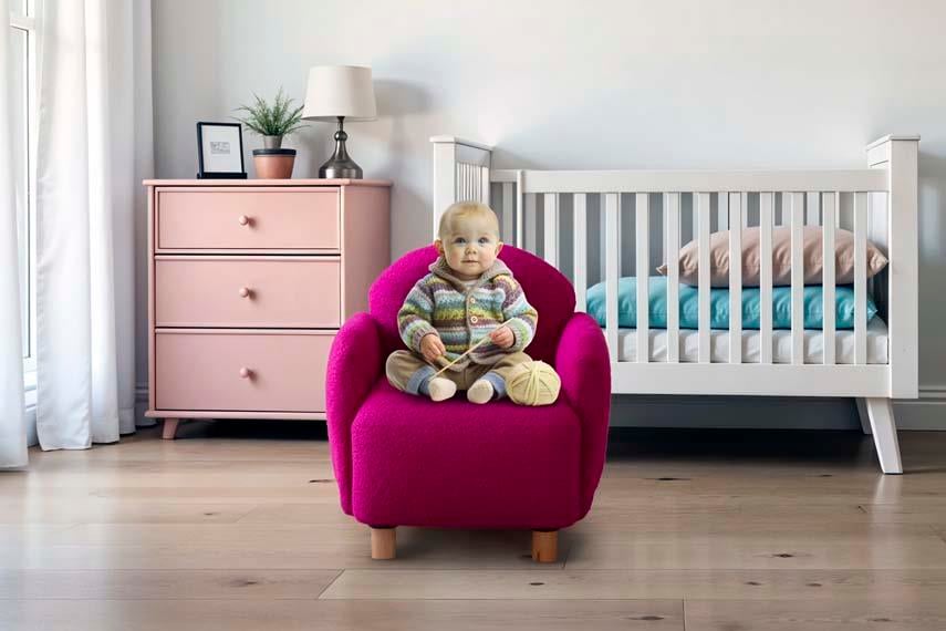 Teddy Mor Ahşap Ayaklı Çocuk Koltuk