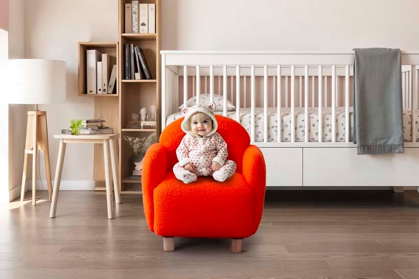 Teddy Turuncu Ahşap Ayaklı Çocuk Koltuk