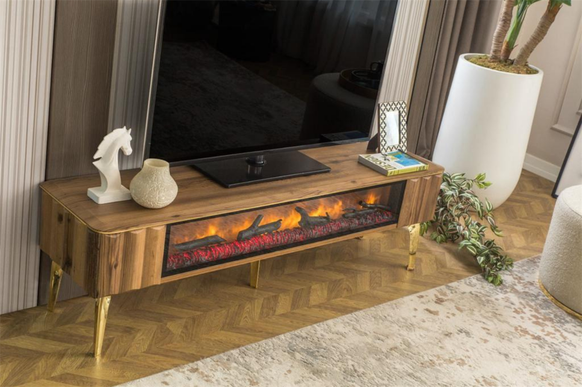 Uno Ceviz Şomineli Tv Ünitesi