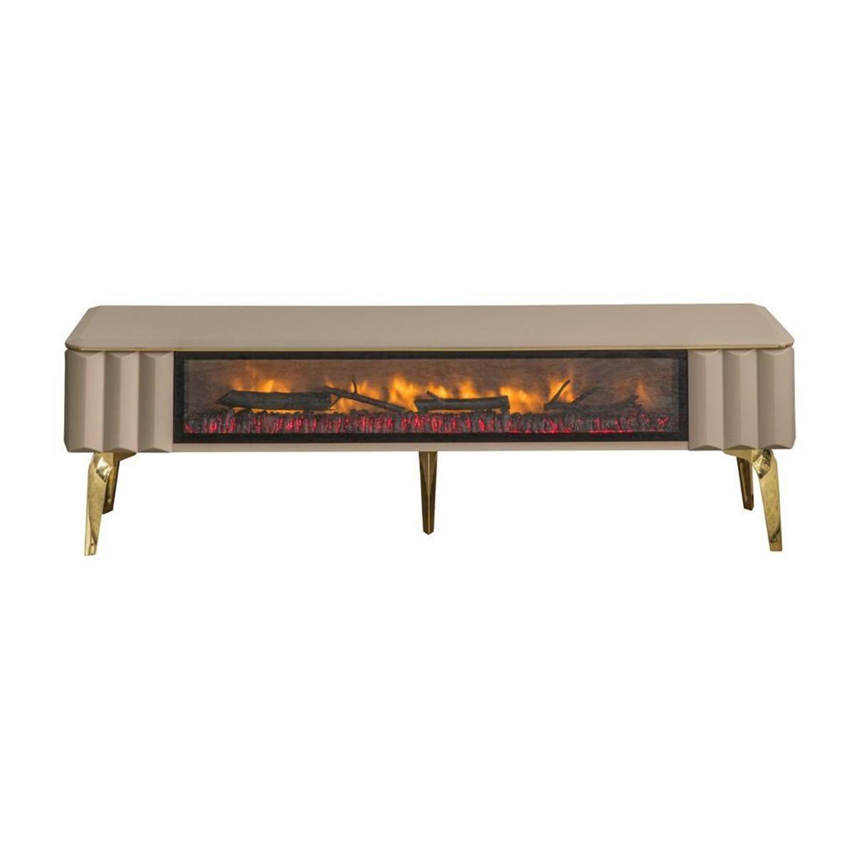 Uno Krem Şomineli Tv Ünitesi