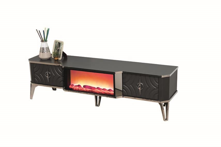 Viyana Antrasit Şömineli Çekmeceli Tv Ünitesi