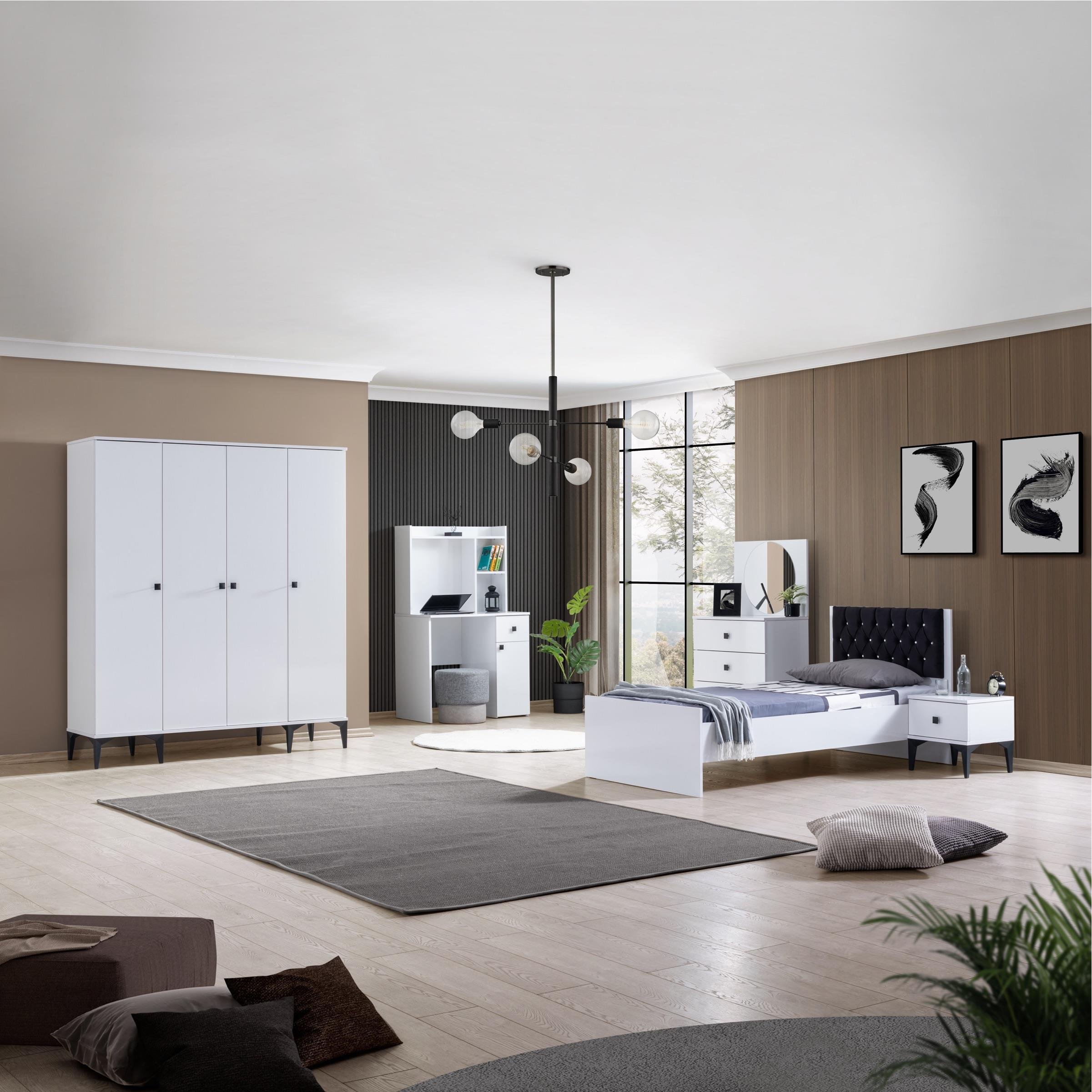 White Genç Odası 4 Kapılı Dolap