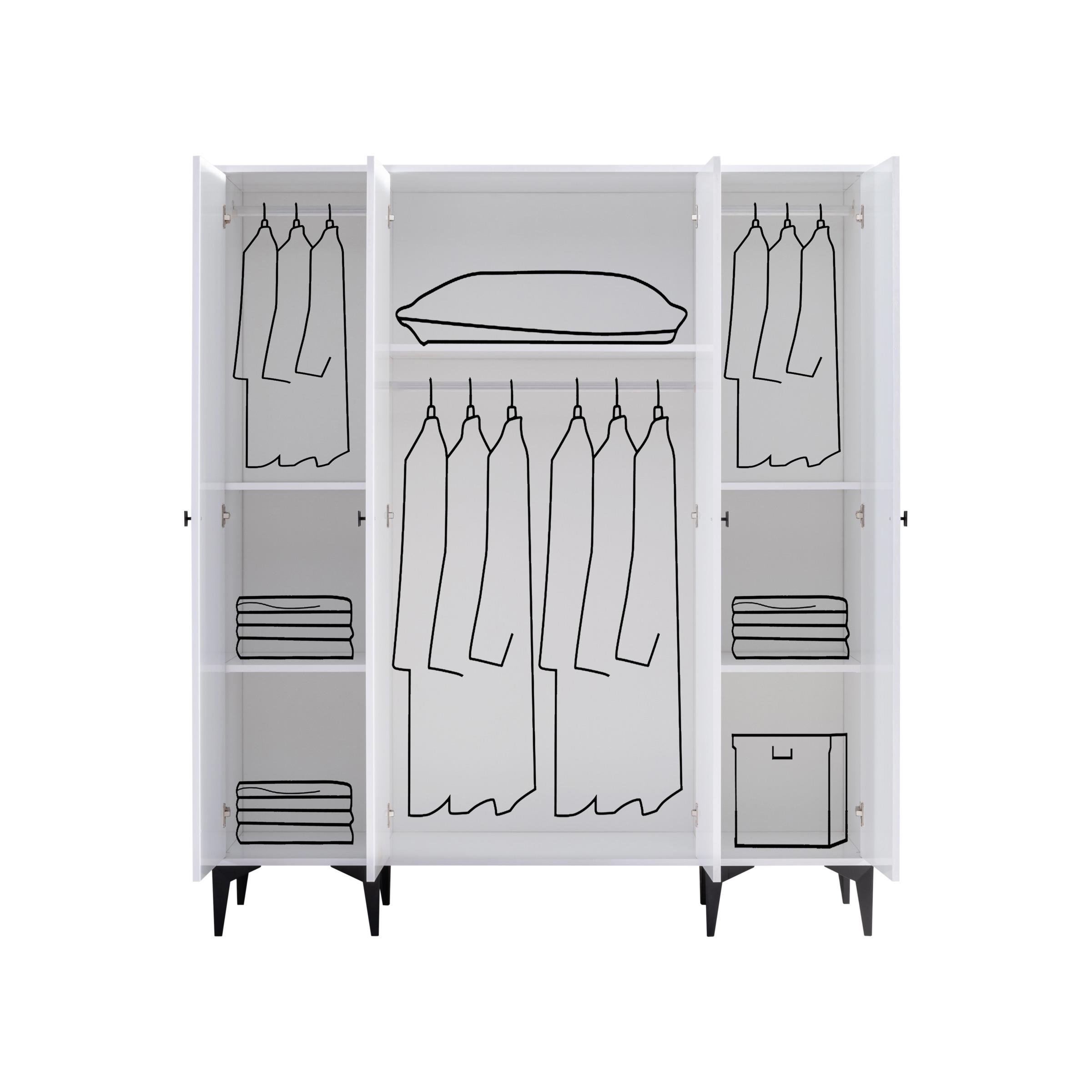 White Genç Odası 4 Kapılı Dolap