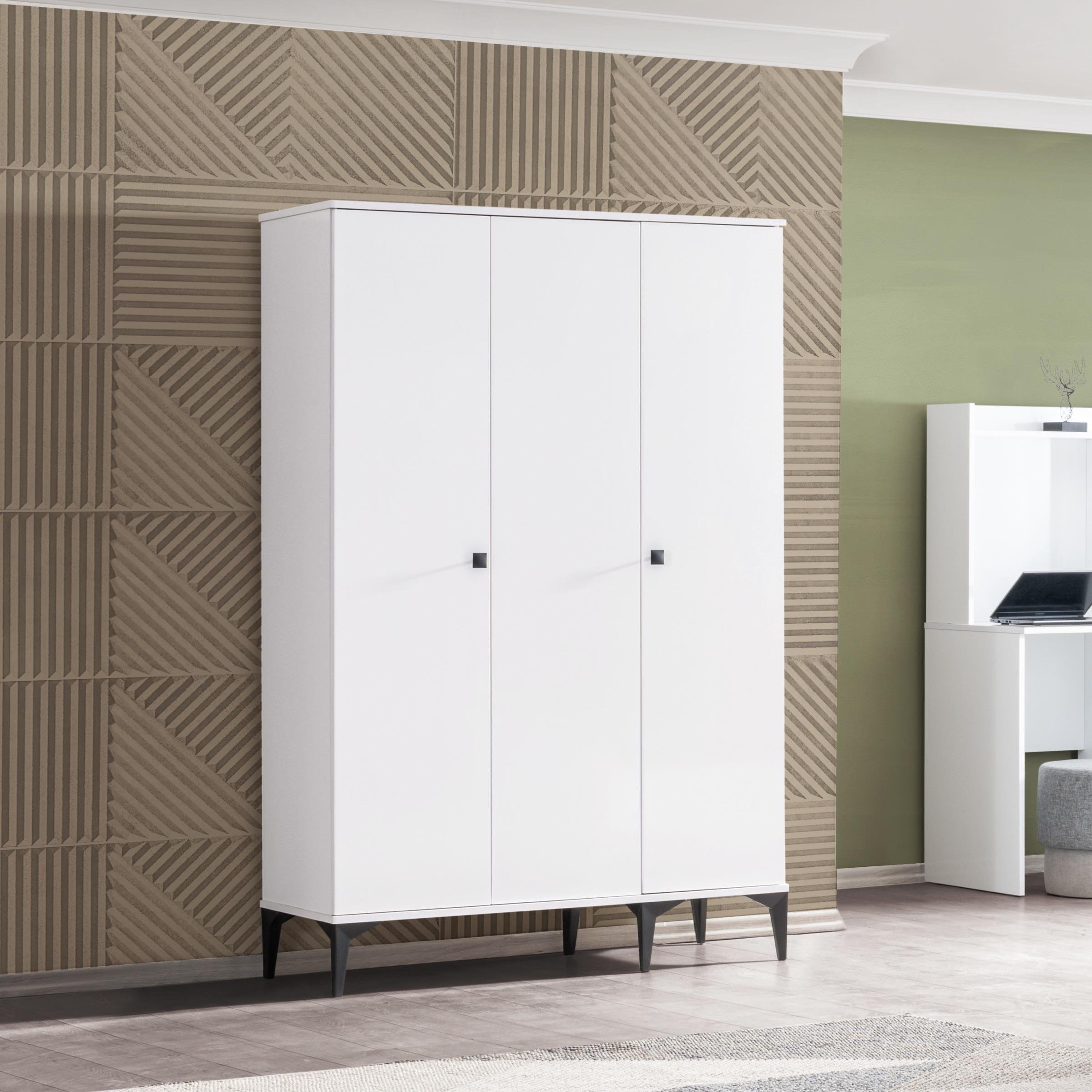 White Ranzalı Genç Odası 3 Kapılı Dolap