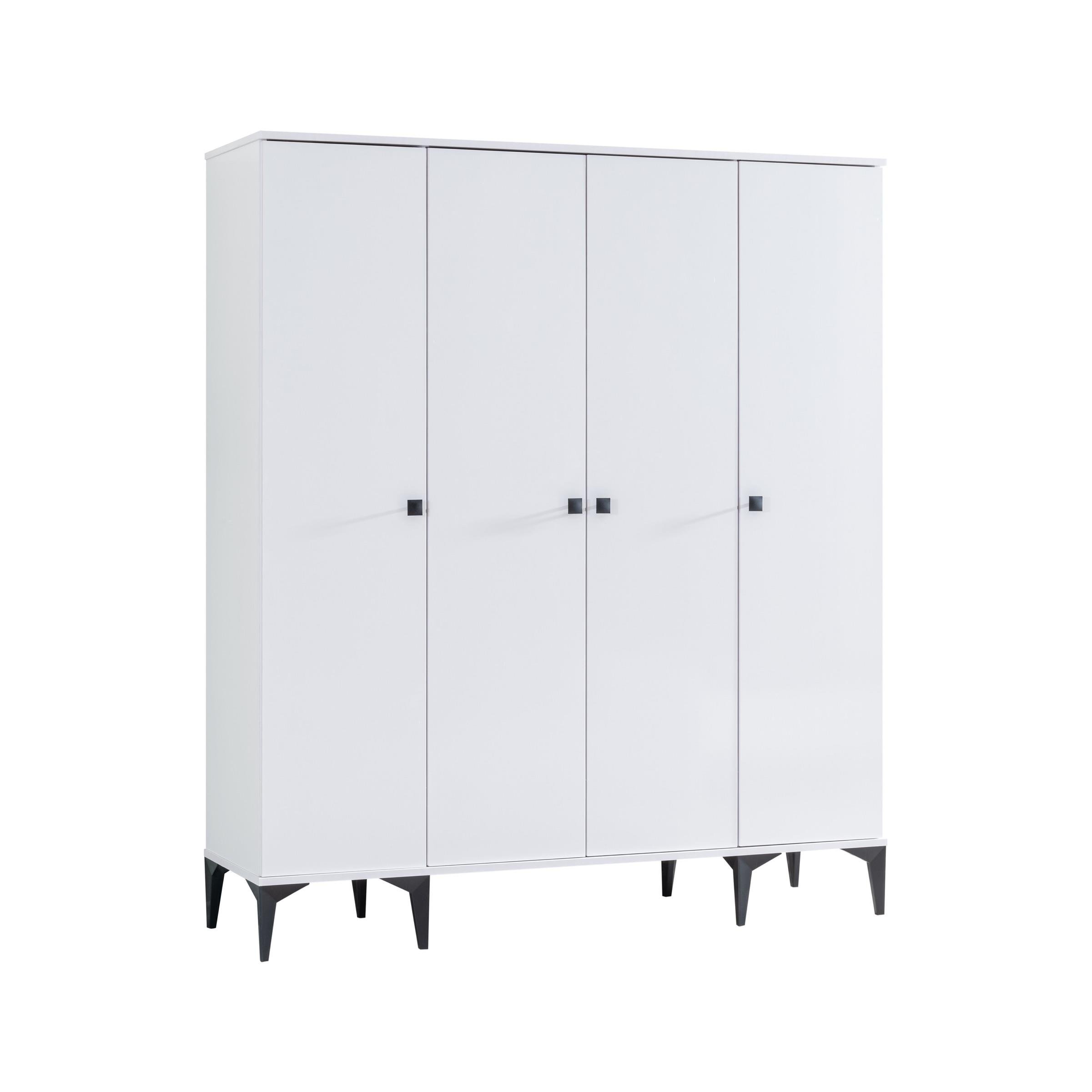 White Ranzalı Genç Odası 4 Kapılı Dolap