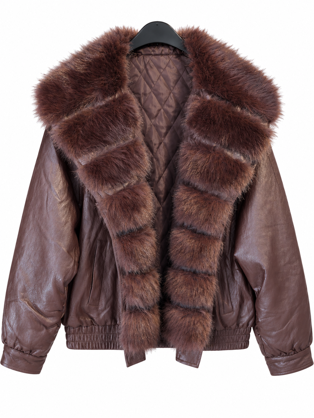 BORDO YAKASI KÜRKLÜ İTHAL MONT