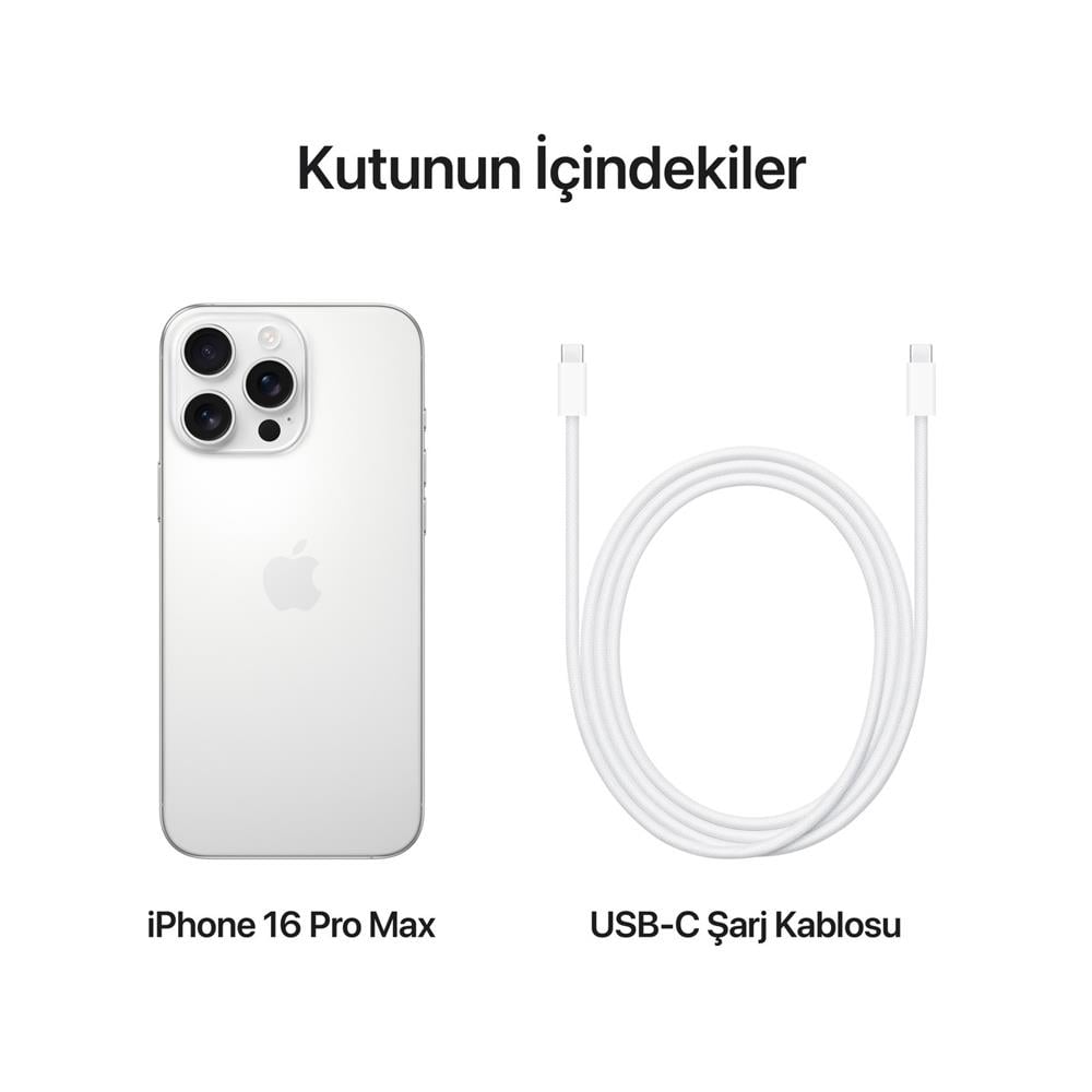 Apple iPhone 16 Pro Max 256GB Beyaz Türkiye Garantili)