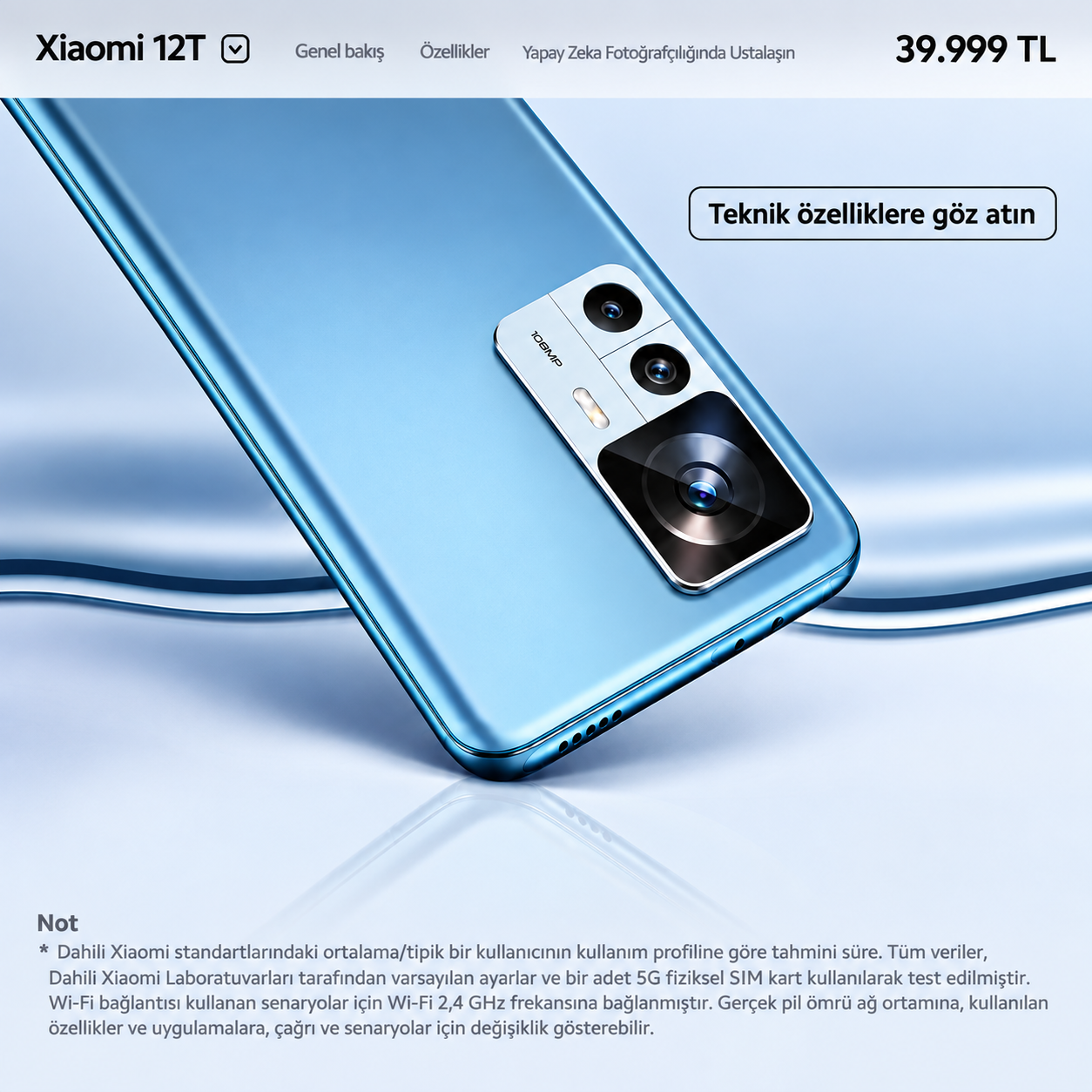 XIAOMİ 12T 5G 8GB 256GB Mavi (İthalatçı Garantili)