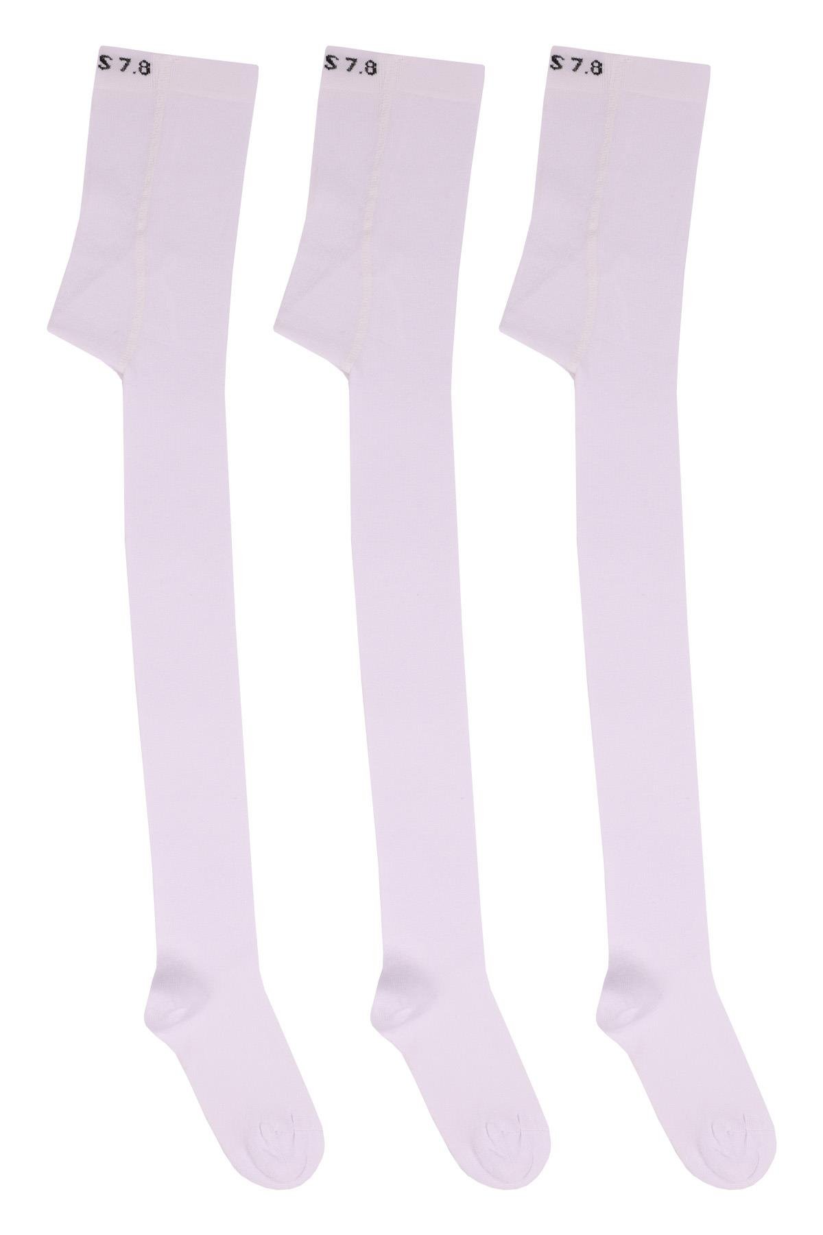 3'lü Çocuk Cotton Külotlu Çorap Seti BEYAZ