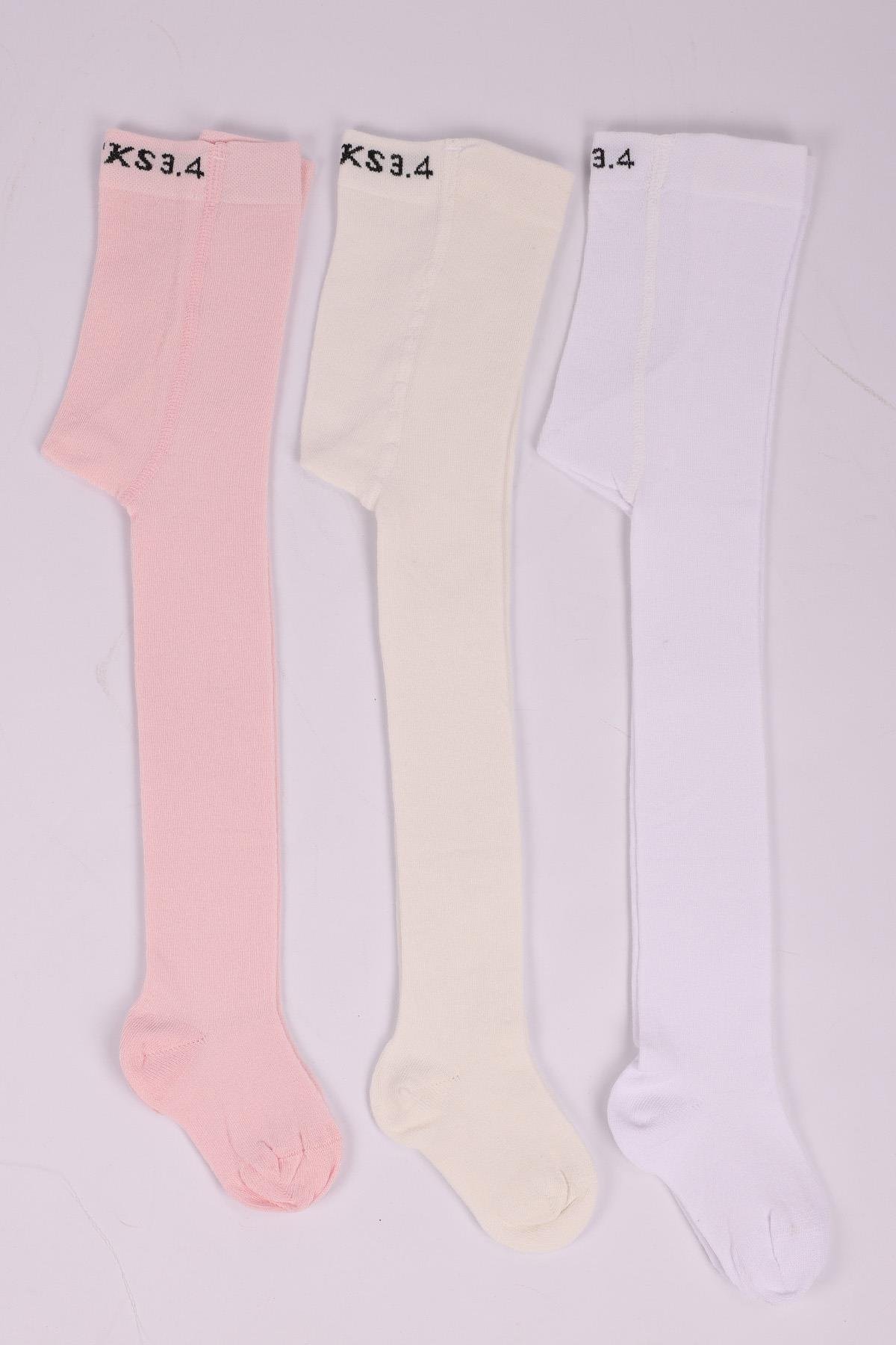 3'lü Kız Çocuk Cotton Külotlu Çorap Seti ASORTİ