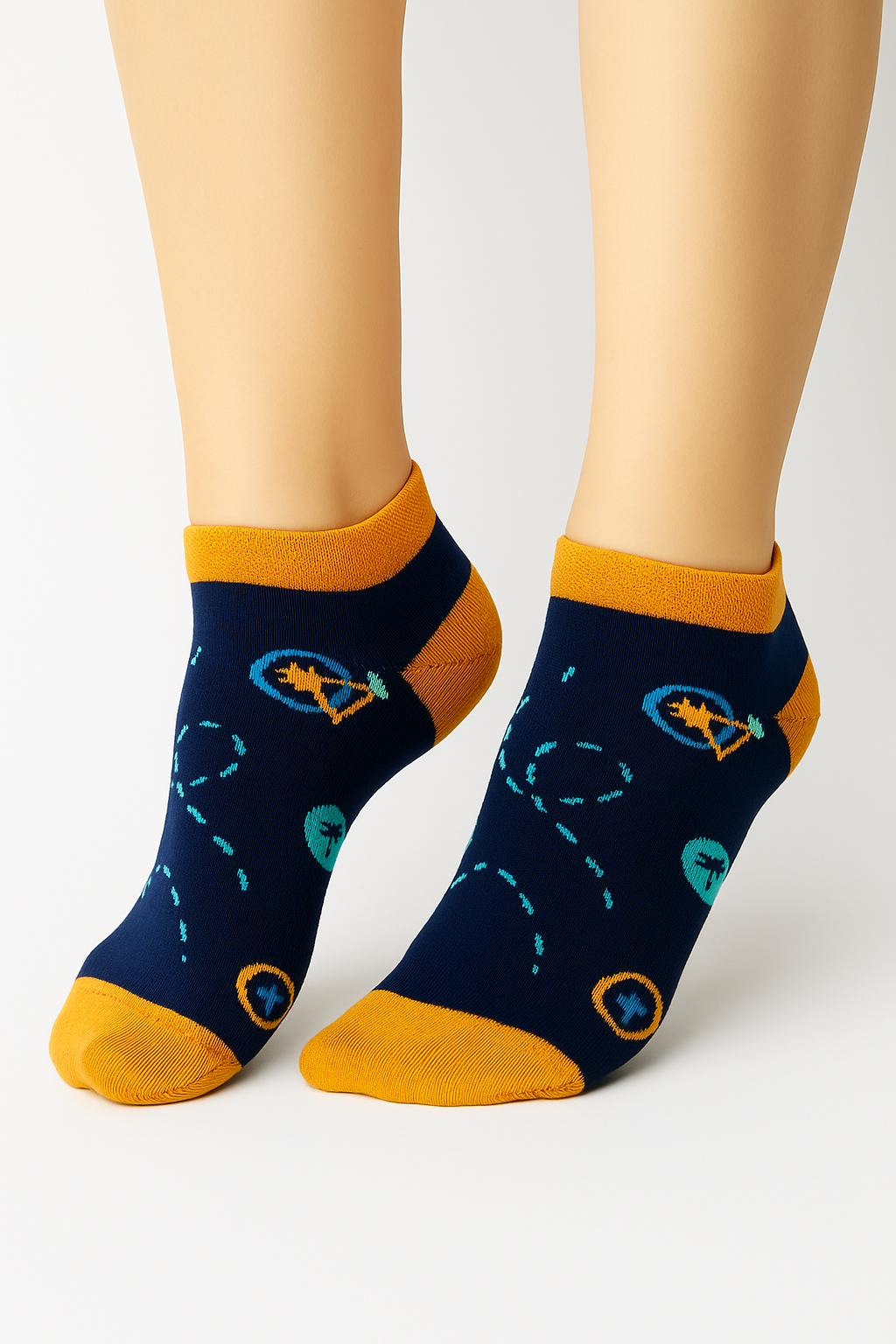 جوارب منقوشة، جوارب، أزرق داكن وبرتقالي، طريق الدراجة