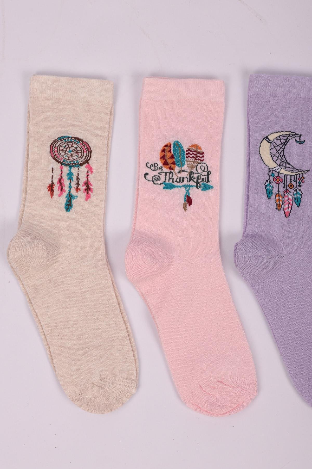 طقم جوارب بناتي منقوش عرقيًا مكون من 4 قطع ASORTI