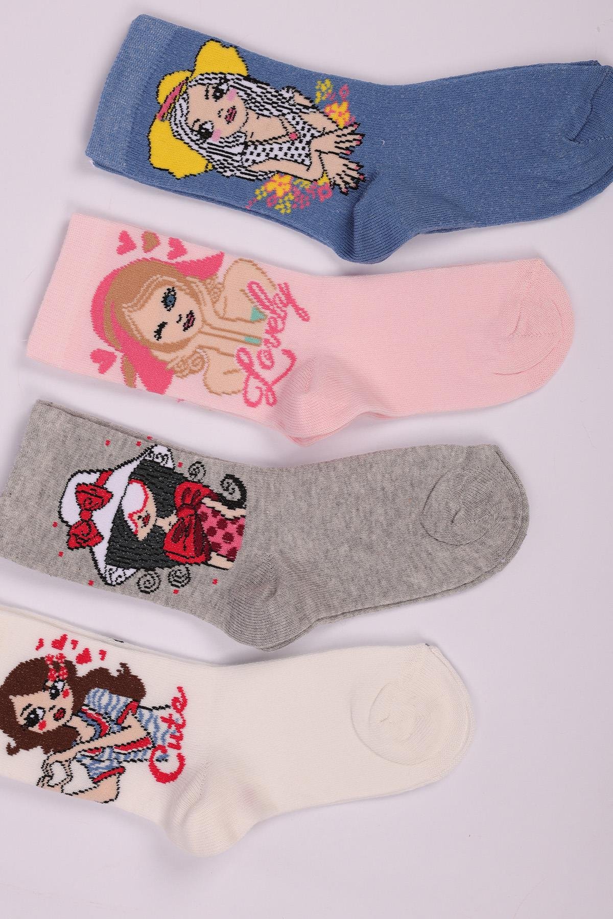 مجموعة شخصيات مكونة من 4 جوارب للفتيات ASORTI