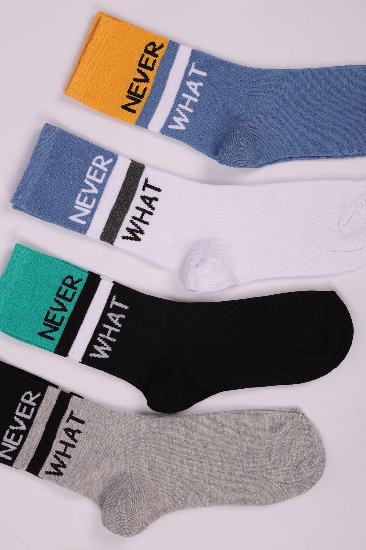 Yazı Sloganlı 4'lü Erkek Çocuk Soket Çorap Seti ASORTİ