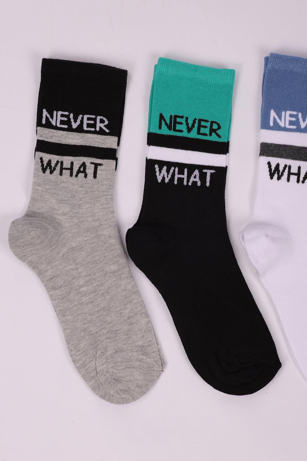 Yazı Sloganlı 4'lü Erkek Çocuk Soket Çorap Seti ASORTİ