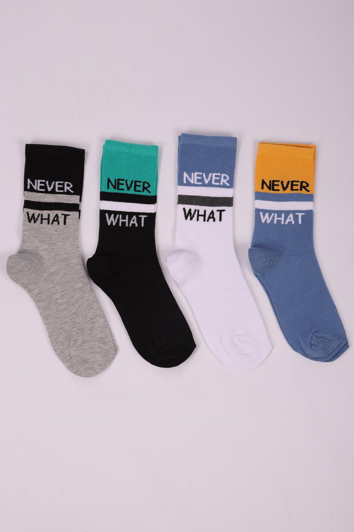 Yazı Sloganlı 4'lü Erkek Çocuk Soket Çorap Seti ASORTİ