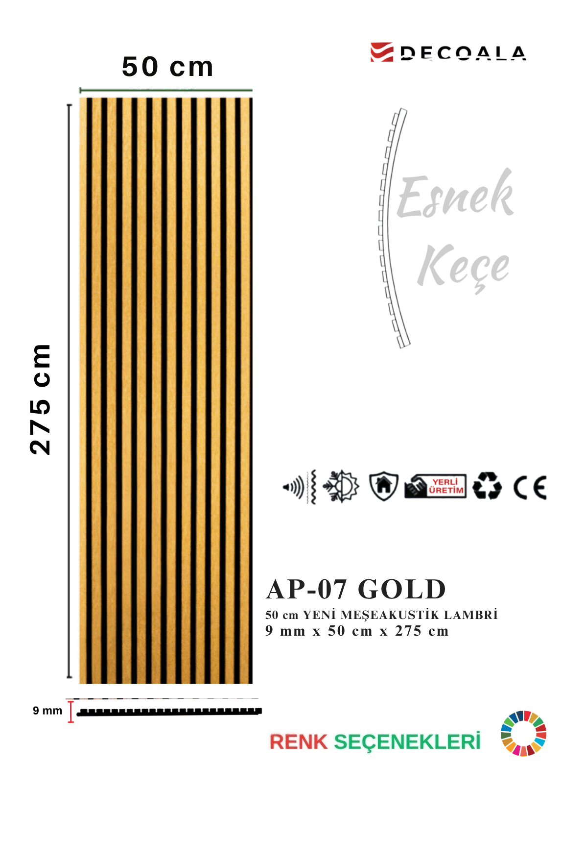  AKUSTİK DUVAR  PANELİ 50x275 cm + Ücretsiz Kargo 
