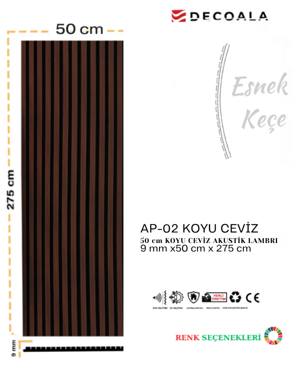  AKUSTİK DUVAR  PANELİ 50x275 cm + Ücretsiz Kaargo 