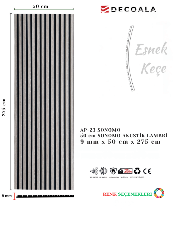  AKUSTİK DUVAR  PANELİ 50x275 cm + Ücretsiz Kaargo 