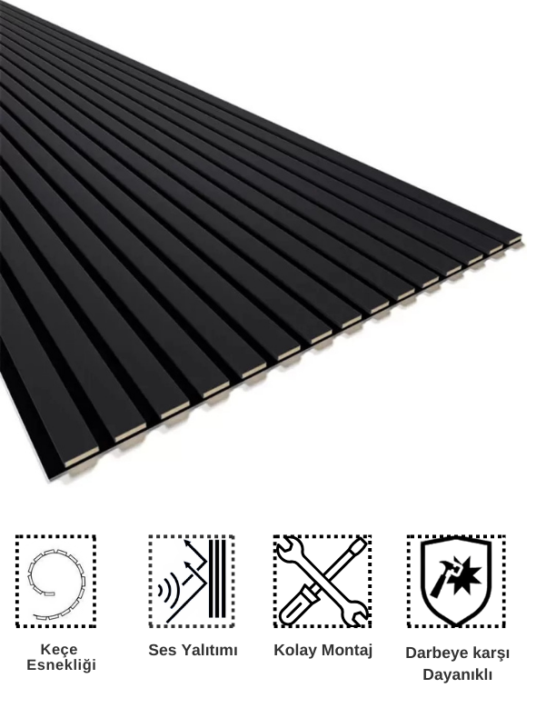Siyah AKUSTİK LAMBRİ 100x275 cm