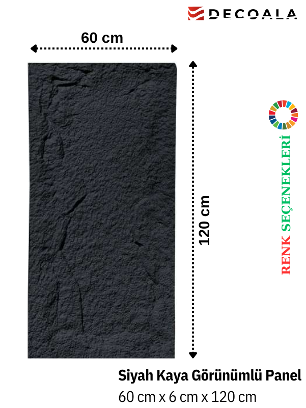 SİYAH KAYA GÖRÜNÜMLÜ POLİÜRETAN PANEL