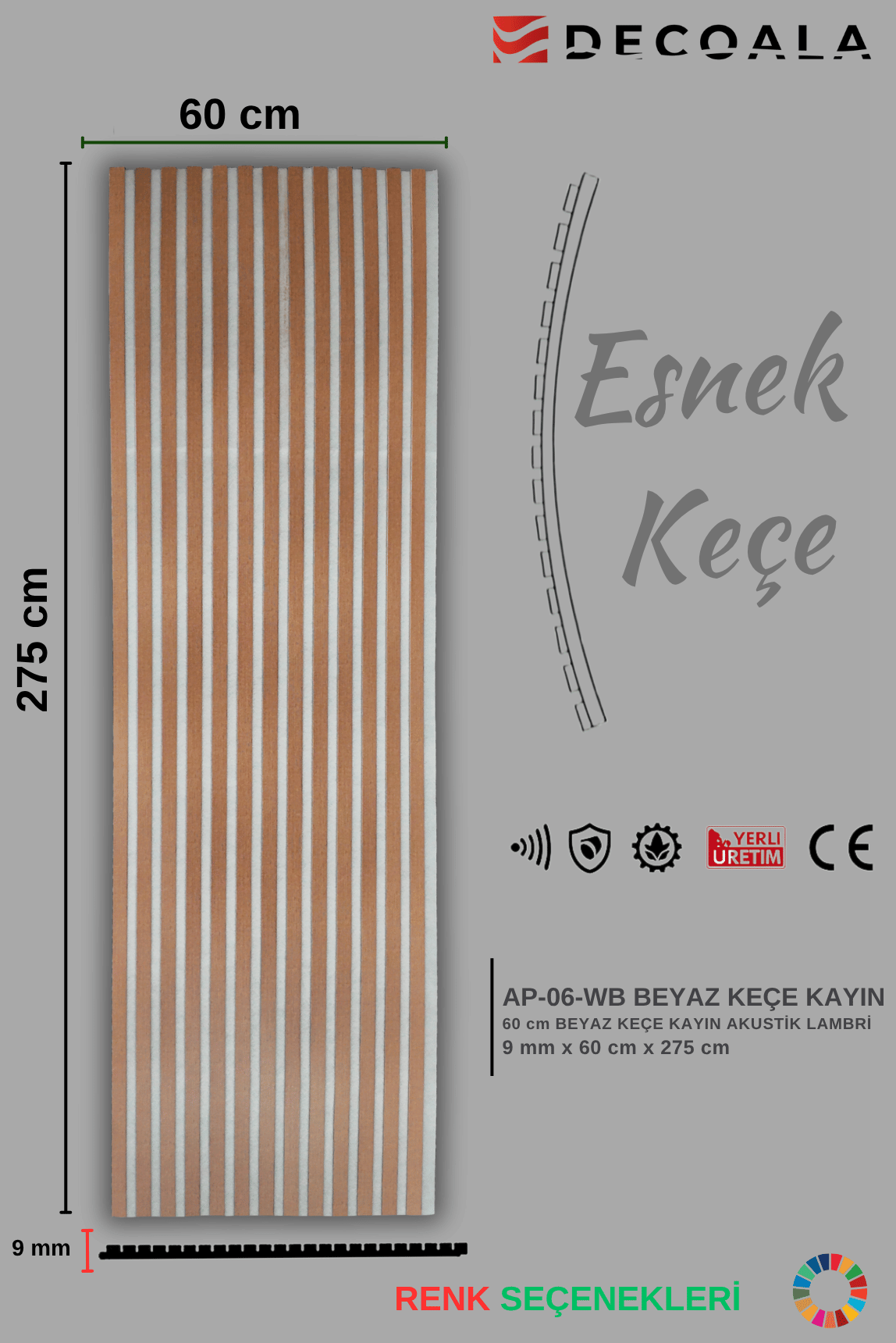 Mdf Ahşap Akustik Duvar Paneli Beyaz Keçe
