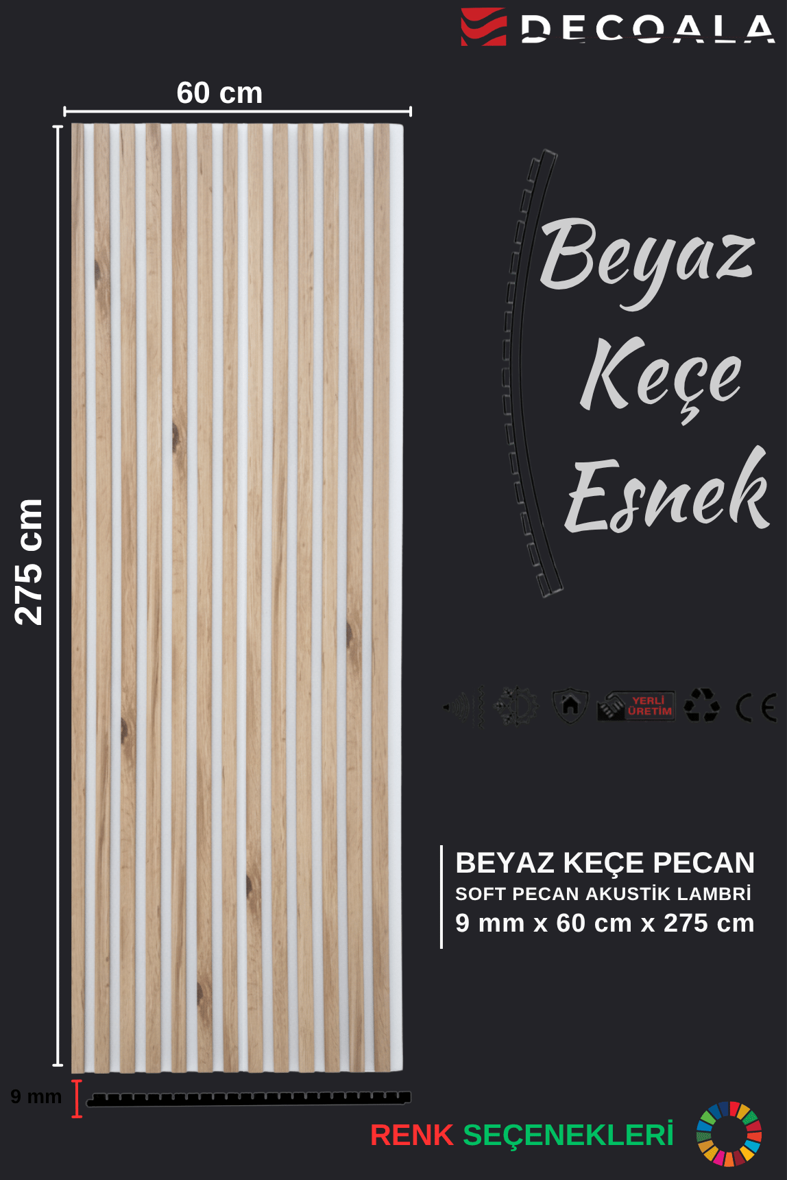 Mdf Ahşap Akustik Duvar Paneli Beyaz Keçe