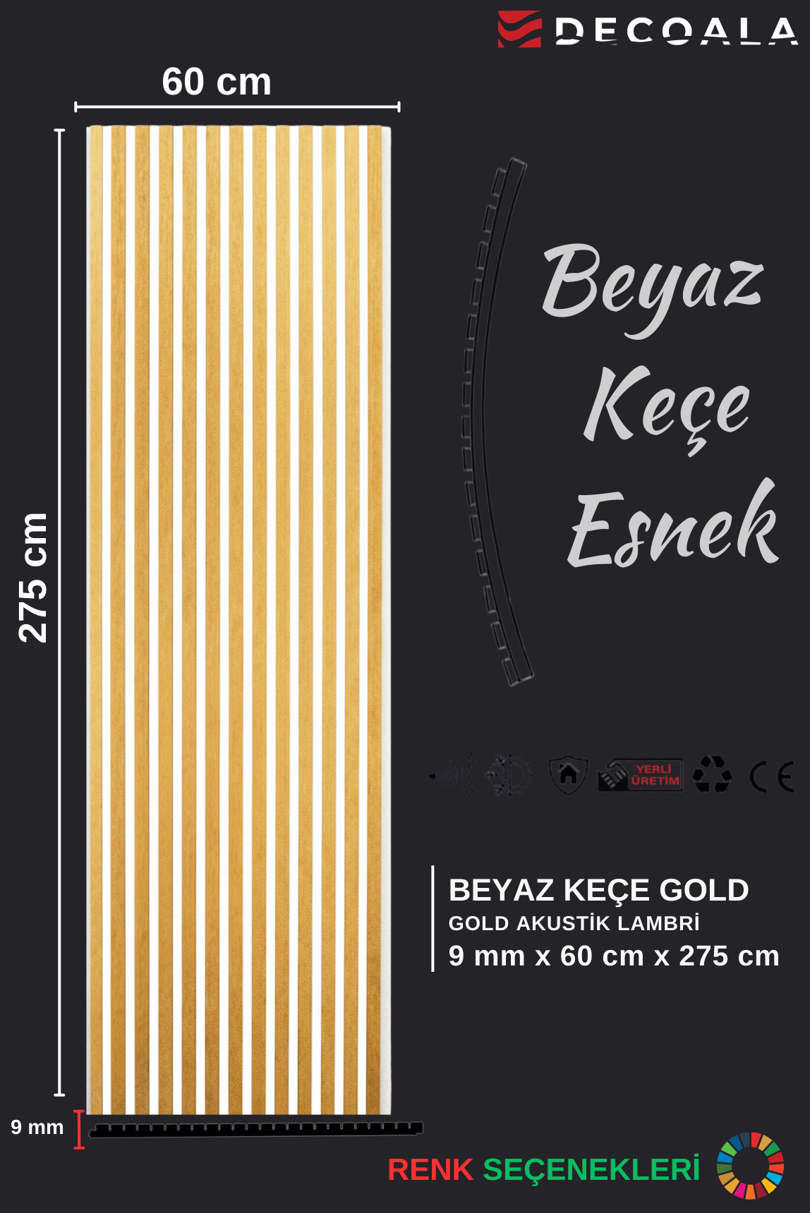 Mdf Ahşap Akustik Duvar Paneli Beyaz Keçe