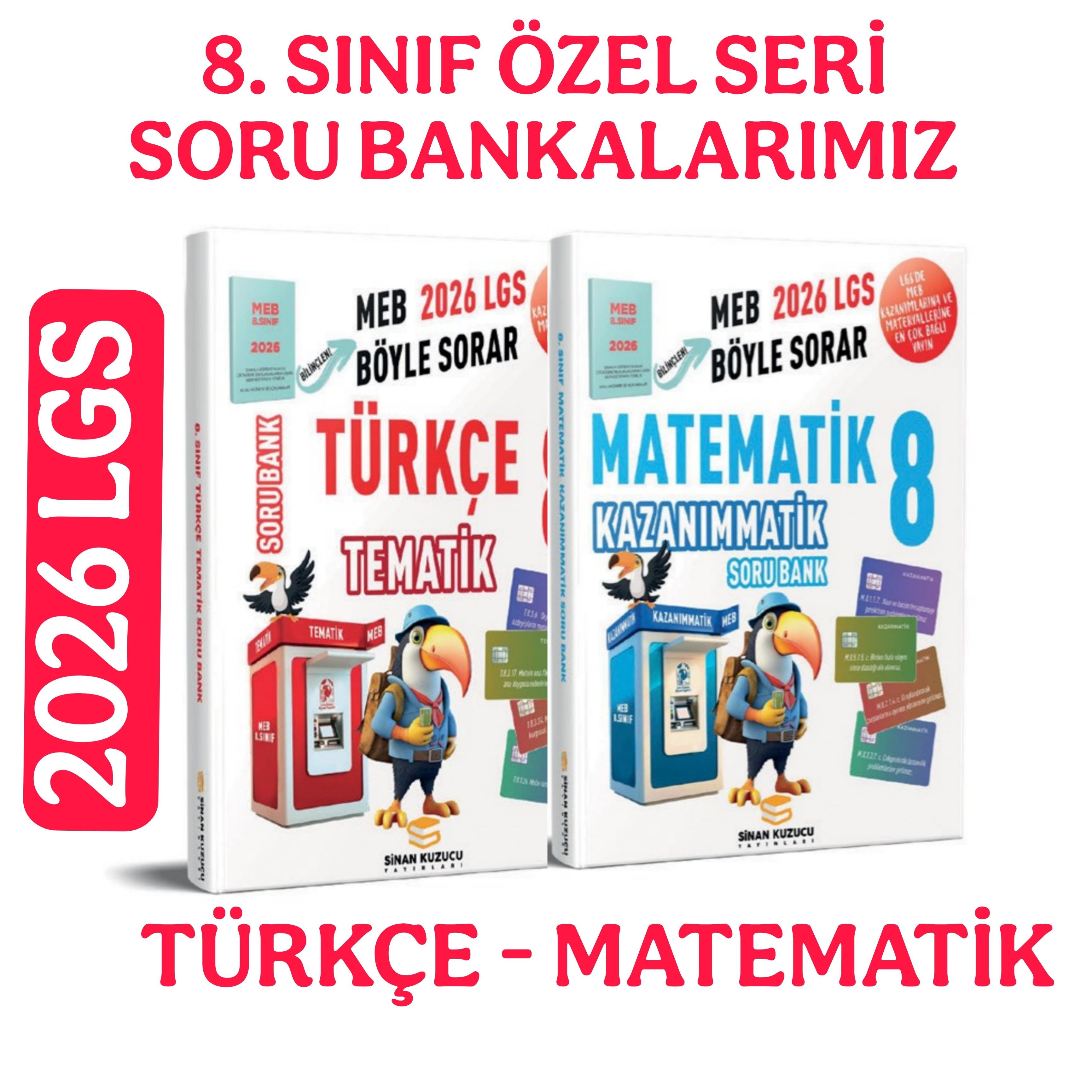 8. SINIF LGS TÜRKÇE TEMATİK - MATEMATİK KAZANIM MATİK 2'Lİ SORU BANKASI SETİ
