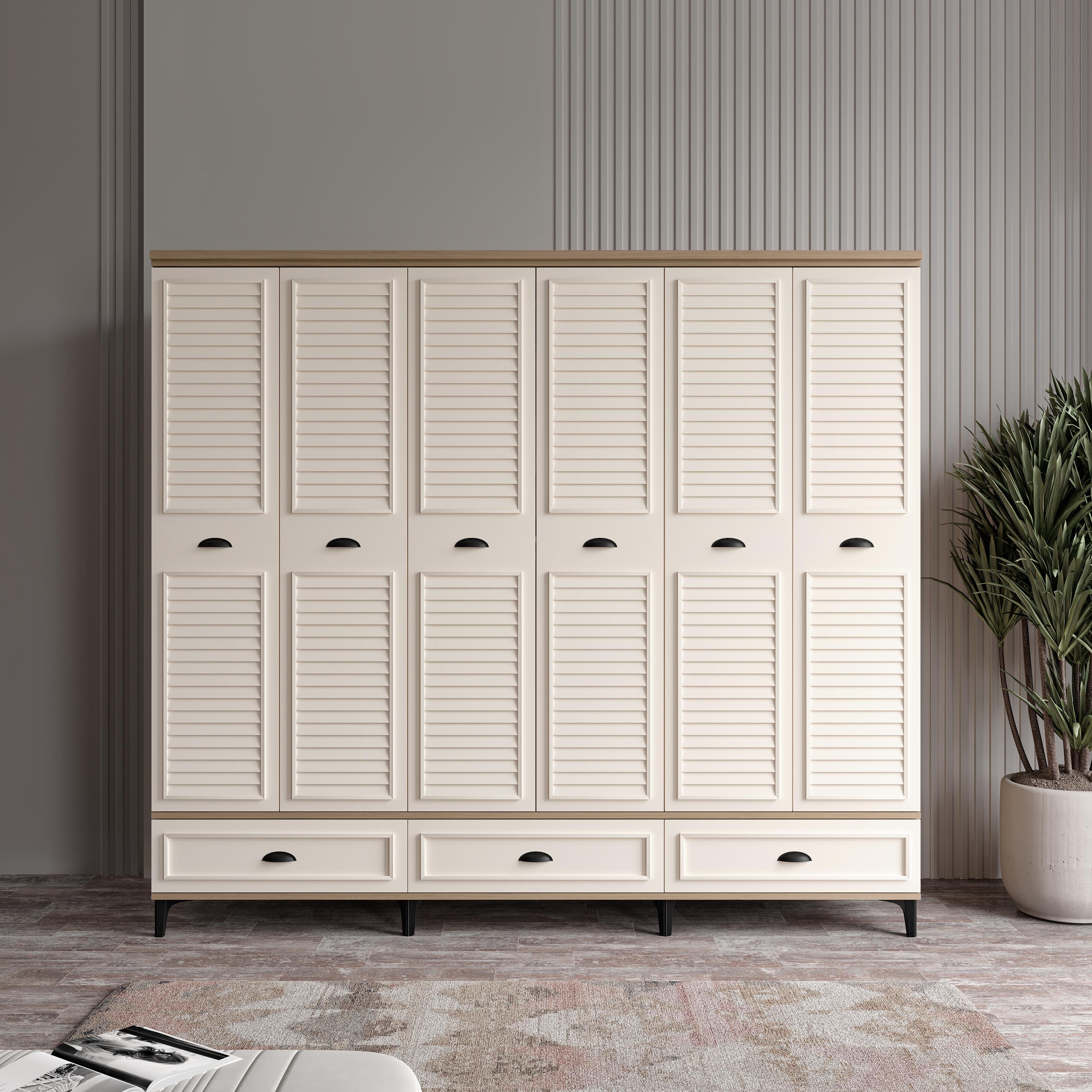  ÇAKRA 6 KAPILI DOLAP %100 MDF