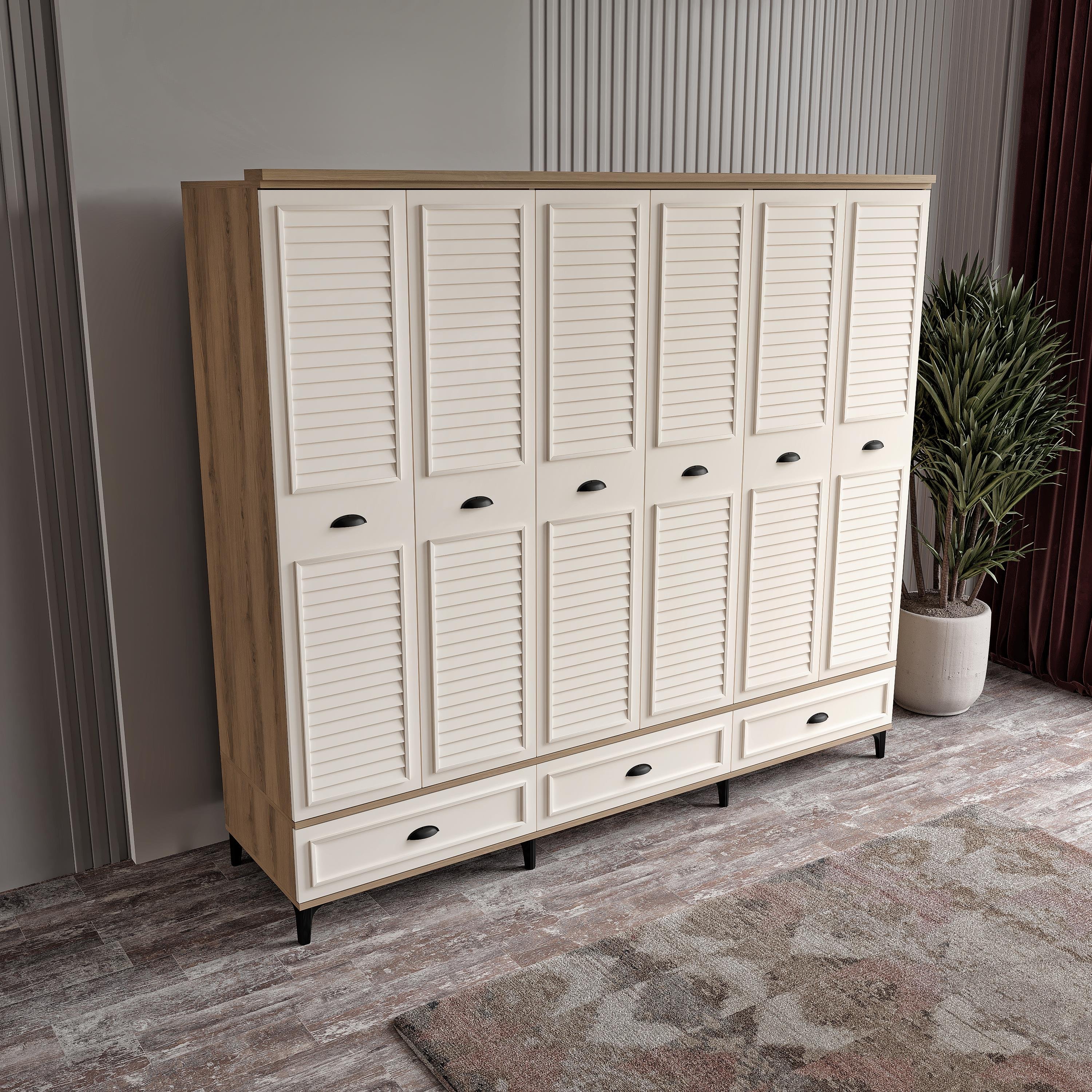  ÇAKRA 6 KAPILI DOLAP %100 MDF