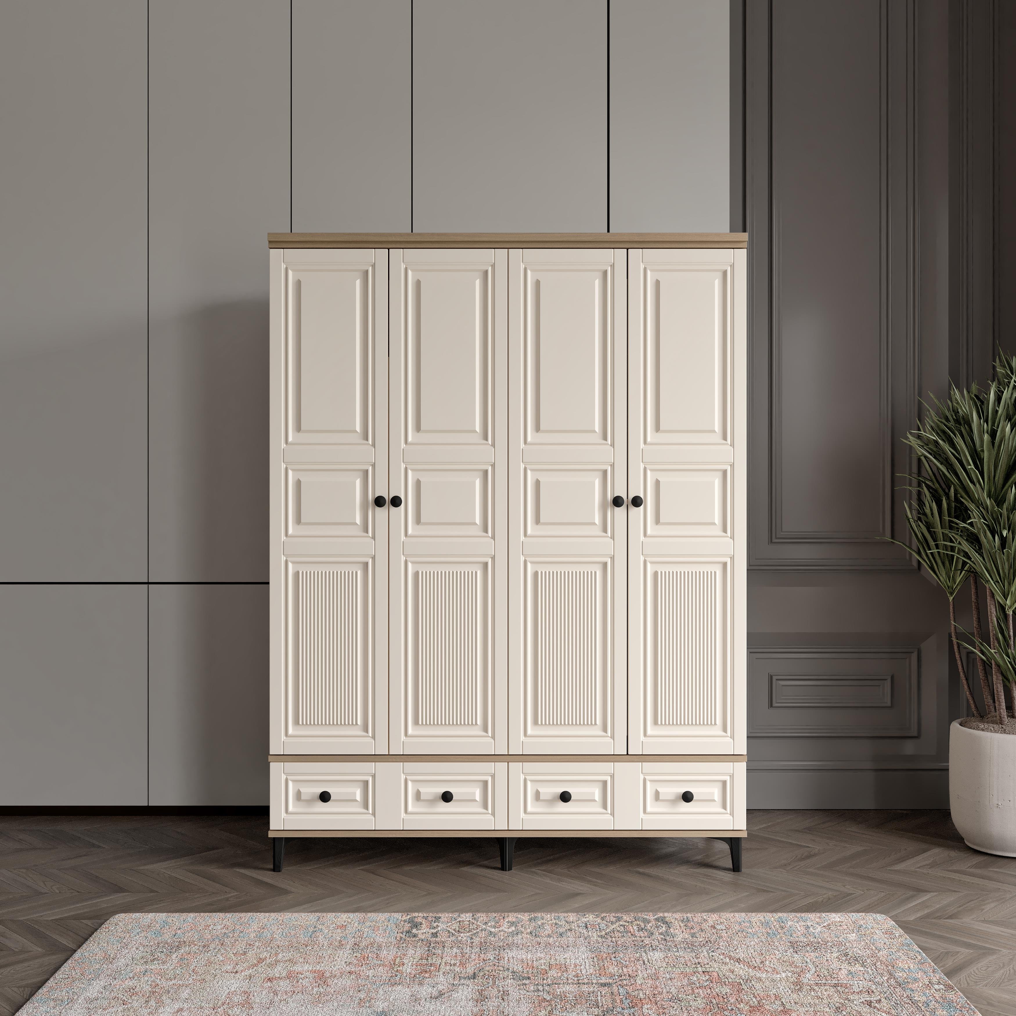  ZÜMER 4 KAPILI DOLAP %100 MDF