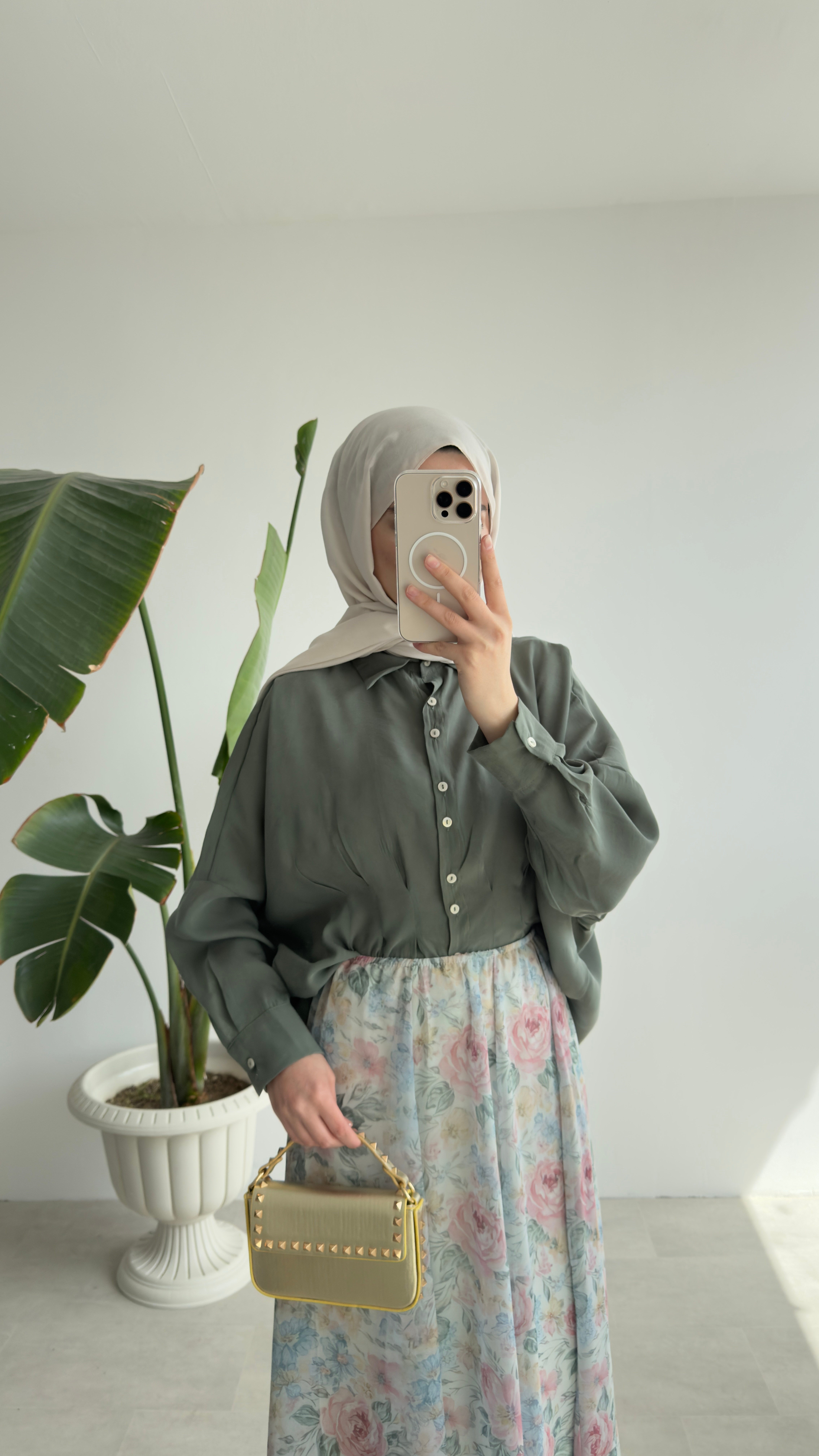 BEL DETAYLI ZARİF GÖMLEK - HAKİ