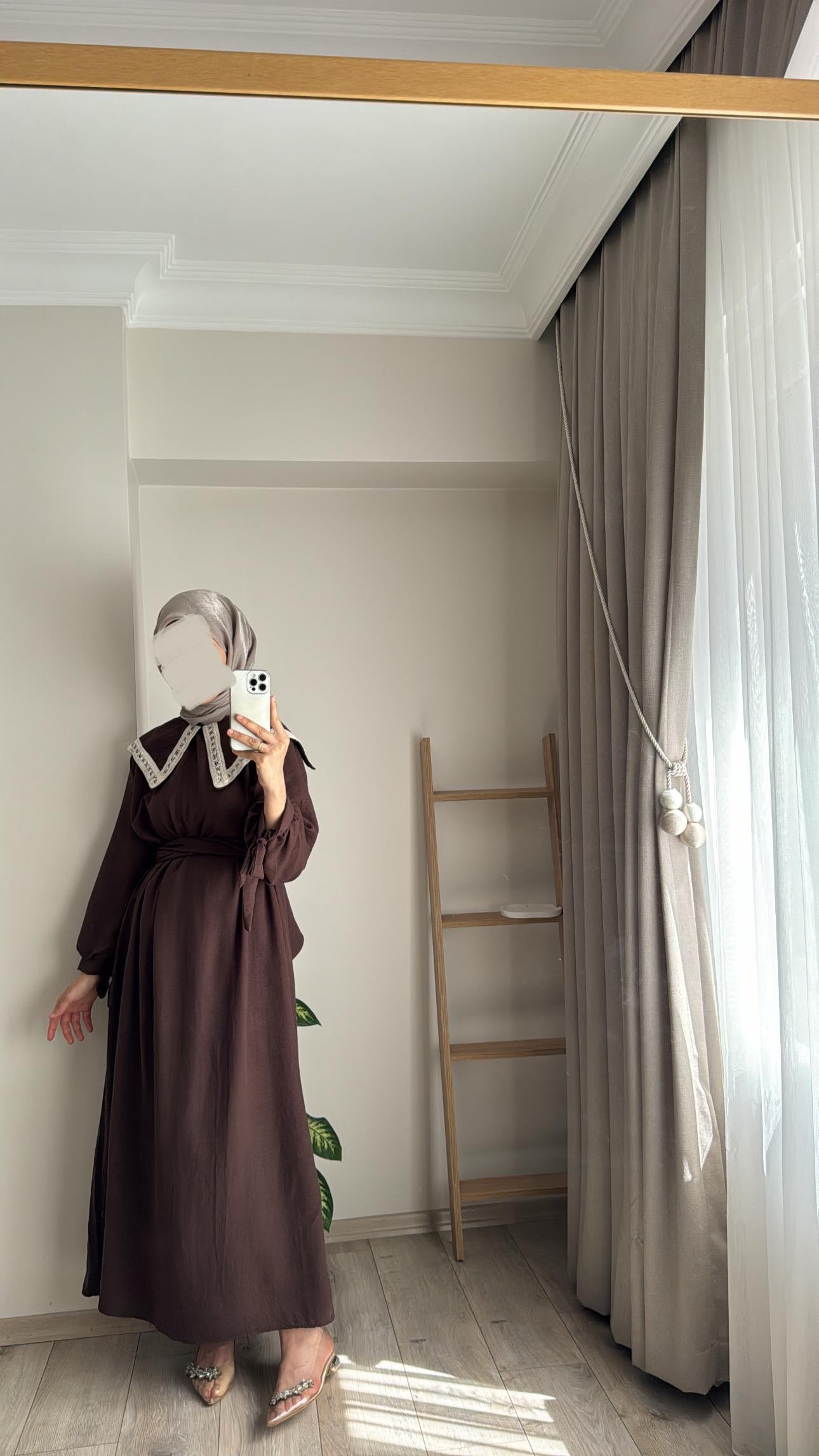 ÇALIKUŞU ELBİSE KOYU KAHVE